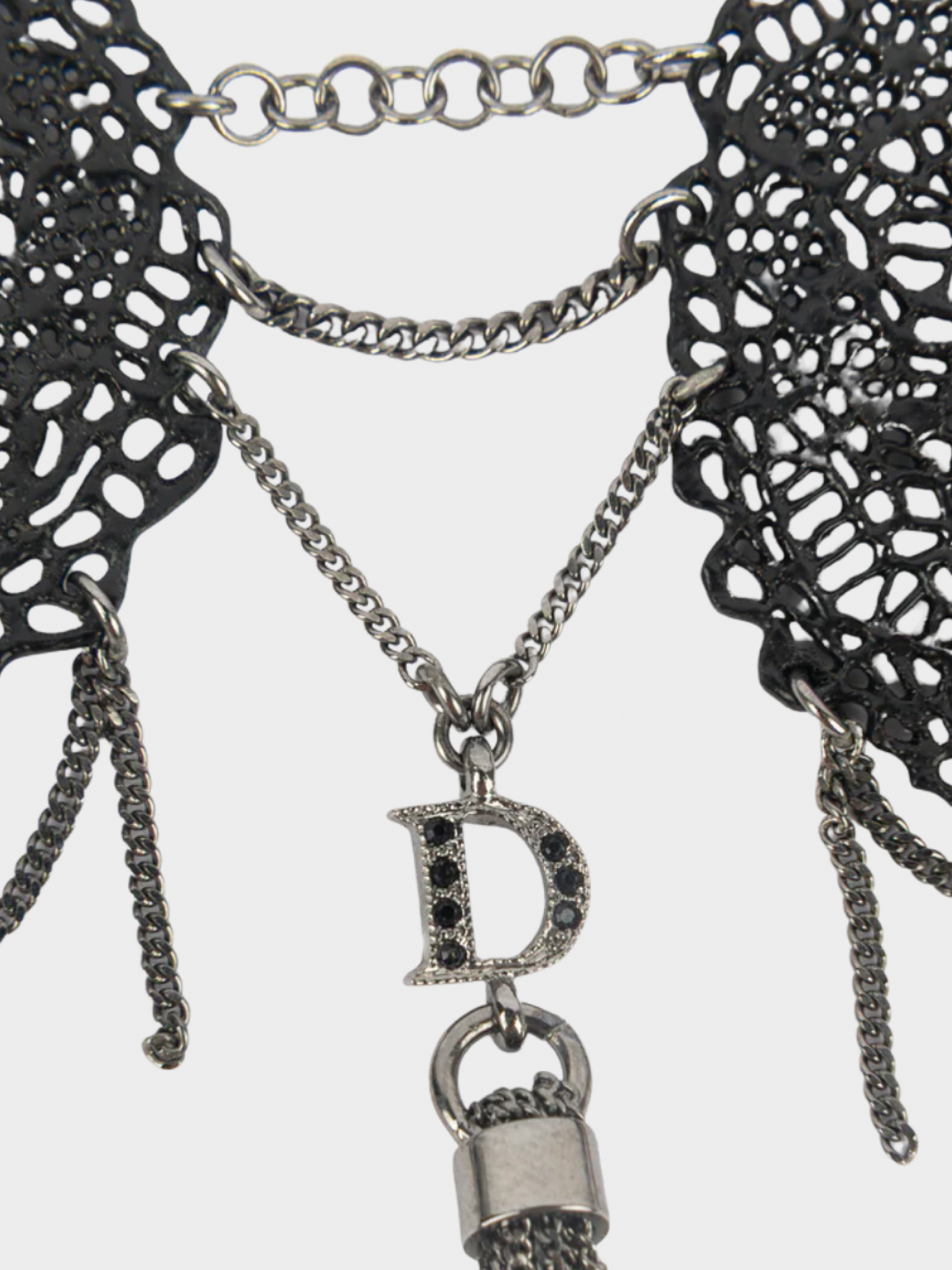 Christian Dior 2000s Black Openwork Choker Necklace
