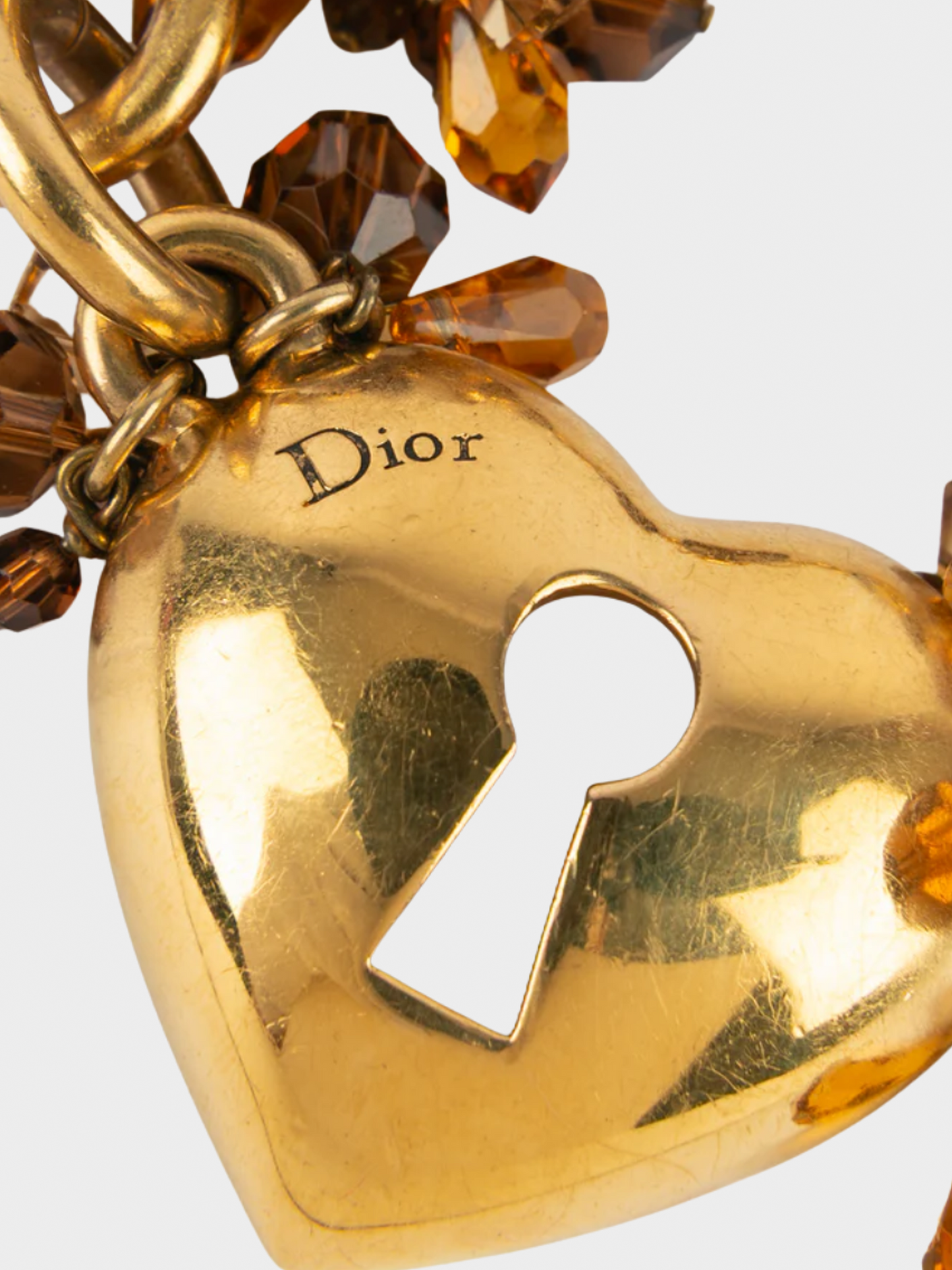 Christian Dior 1990s Gold Heart Padlock Necklace