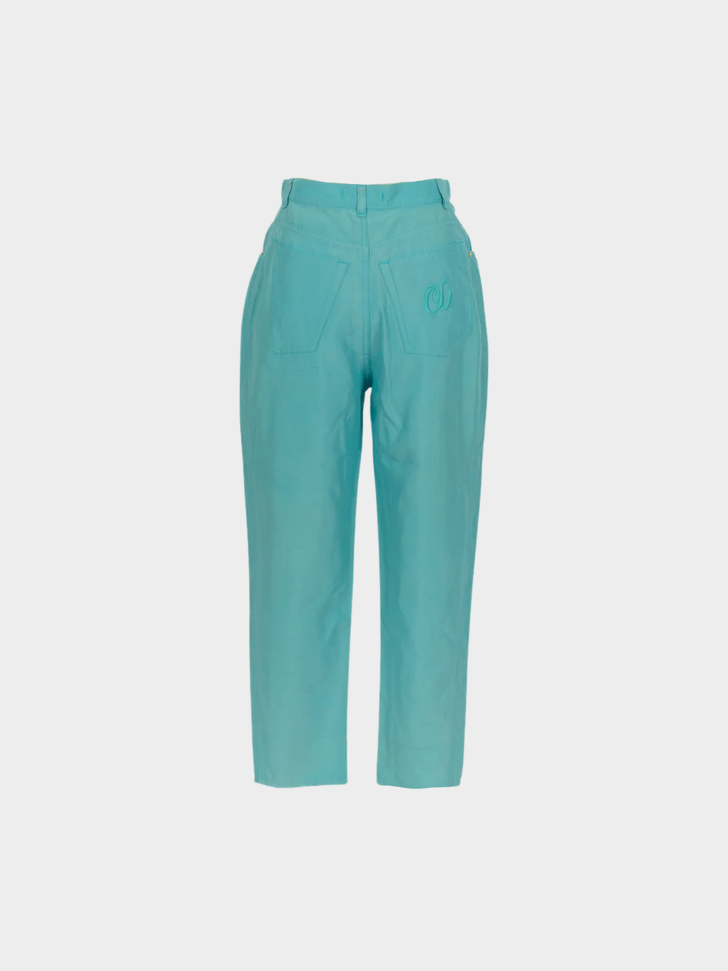 Christian Dior 1980s Blue Wild Silk Trousers