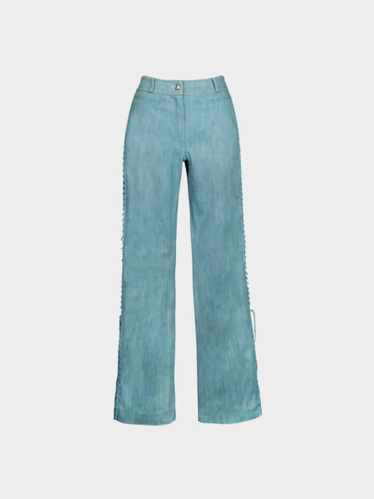 Christian Dior FW 2002 Blue Denim Lace Trousers