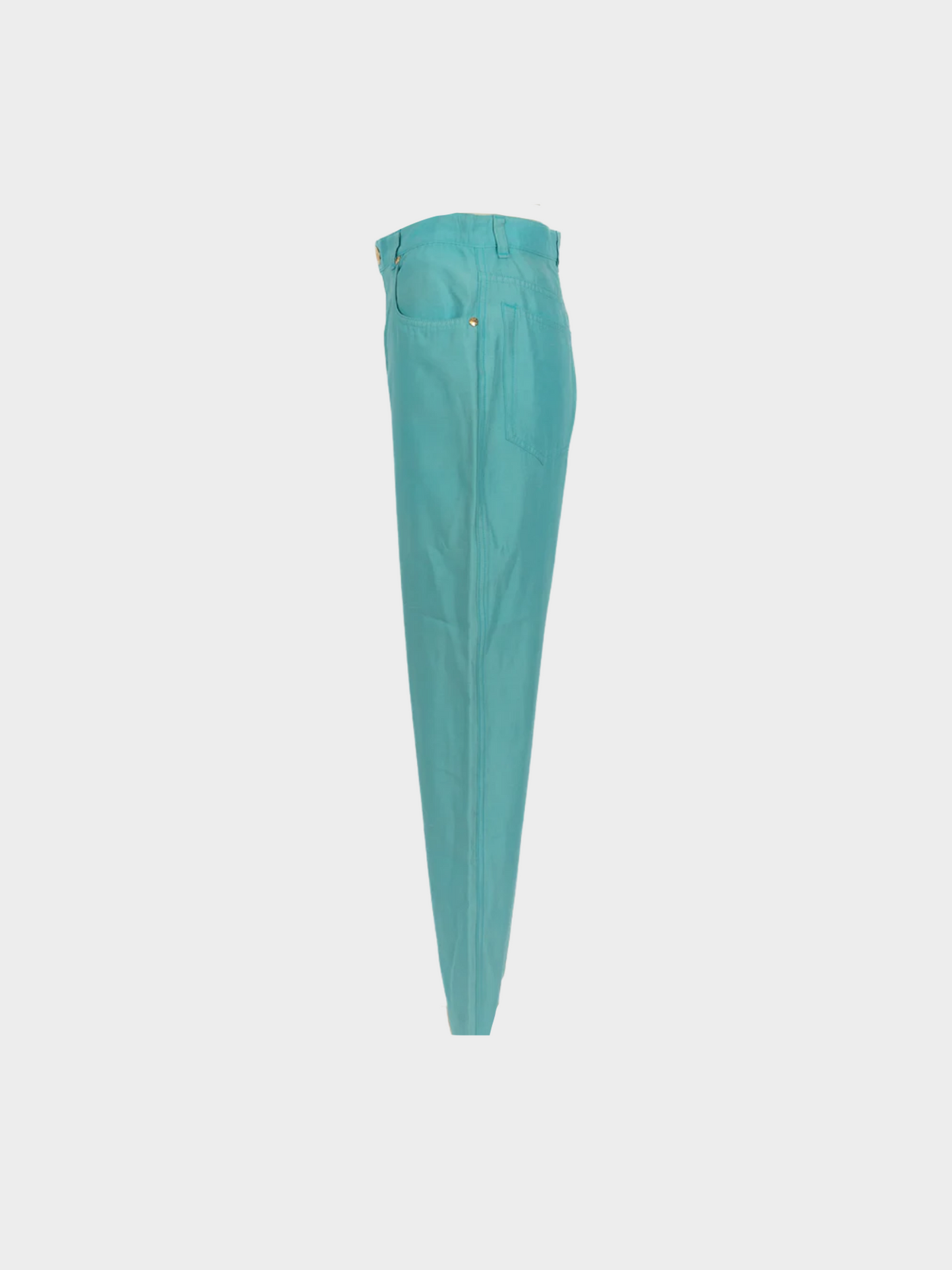 Christian Dior 1980s Blue Wild Silk Trousers