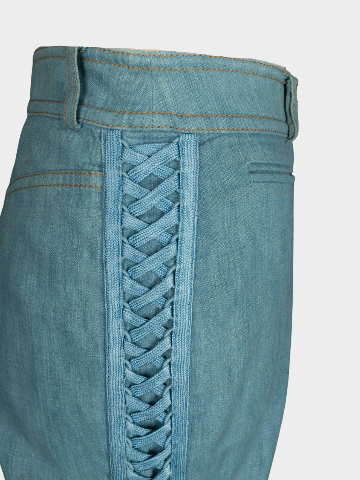 Christian Dior FW 2002 Blue Denim Lace Trousers
