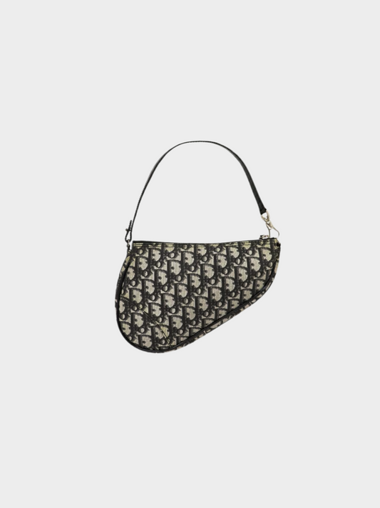 Christian Dior 2000s Black Trotter Saddle Bag