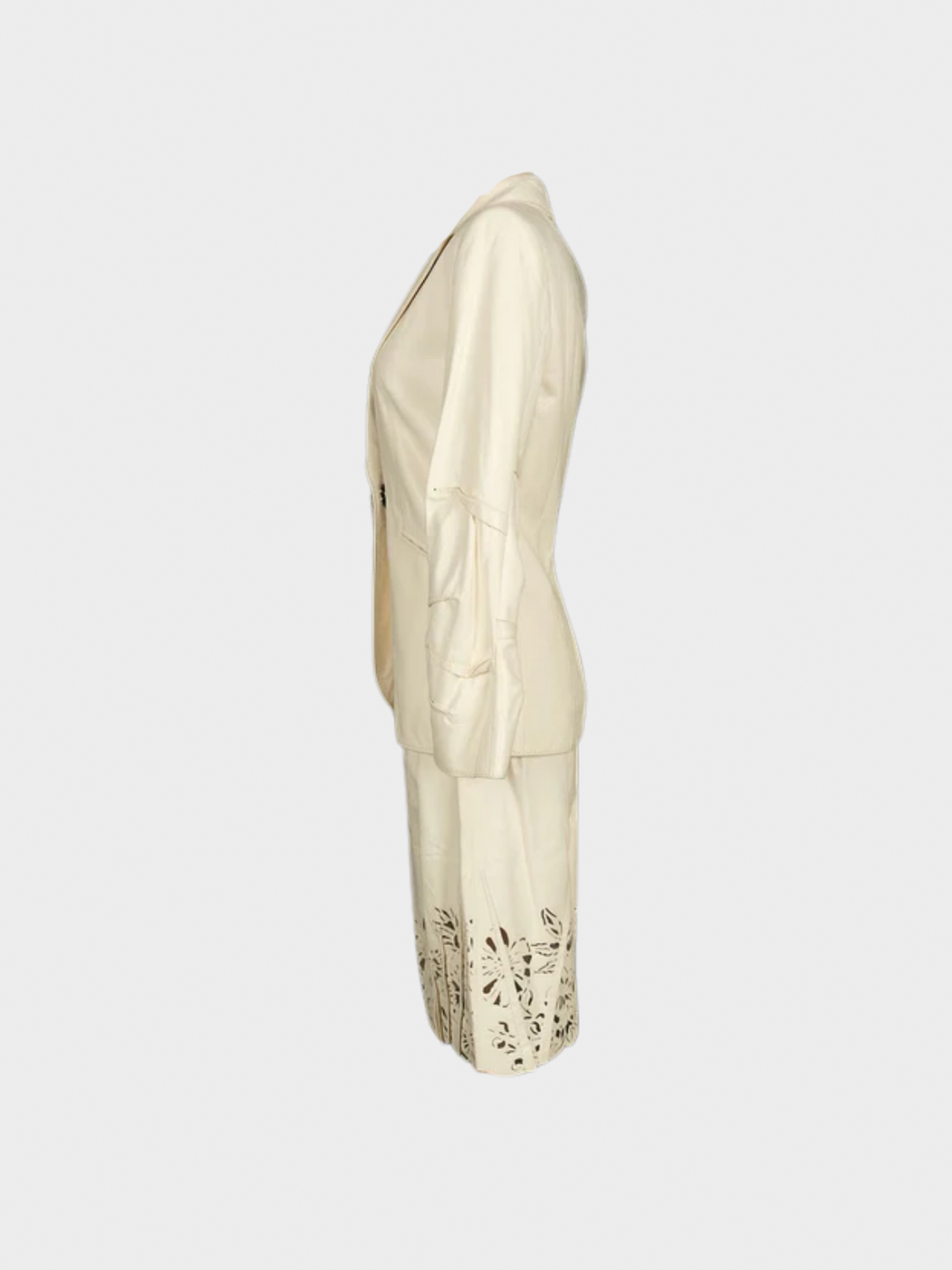 Christian Dior FW 2006 Off-White Leather Jacket and Skirt Set