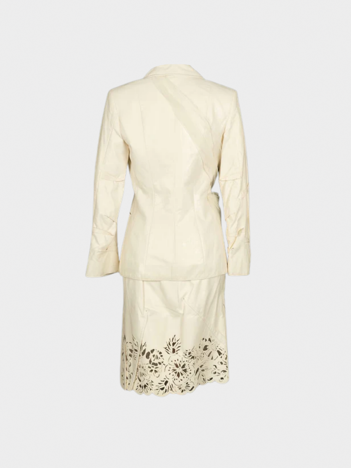 Christian Dior FW 2006 Off-White Leather Jacket and Skirt Set