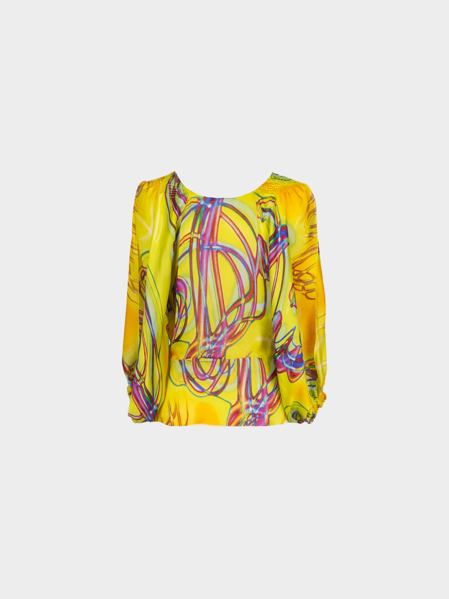 Christian Dior 2000s Yellow Silk Graphic Printed top