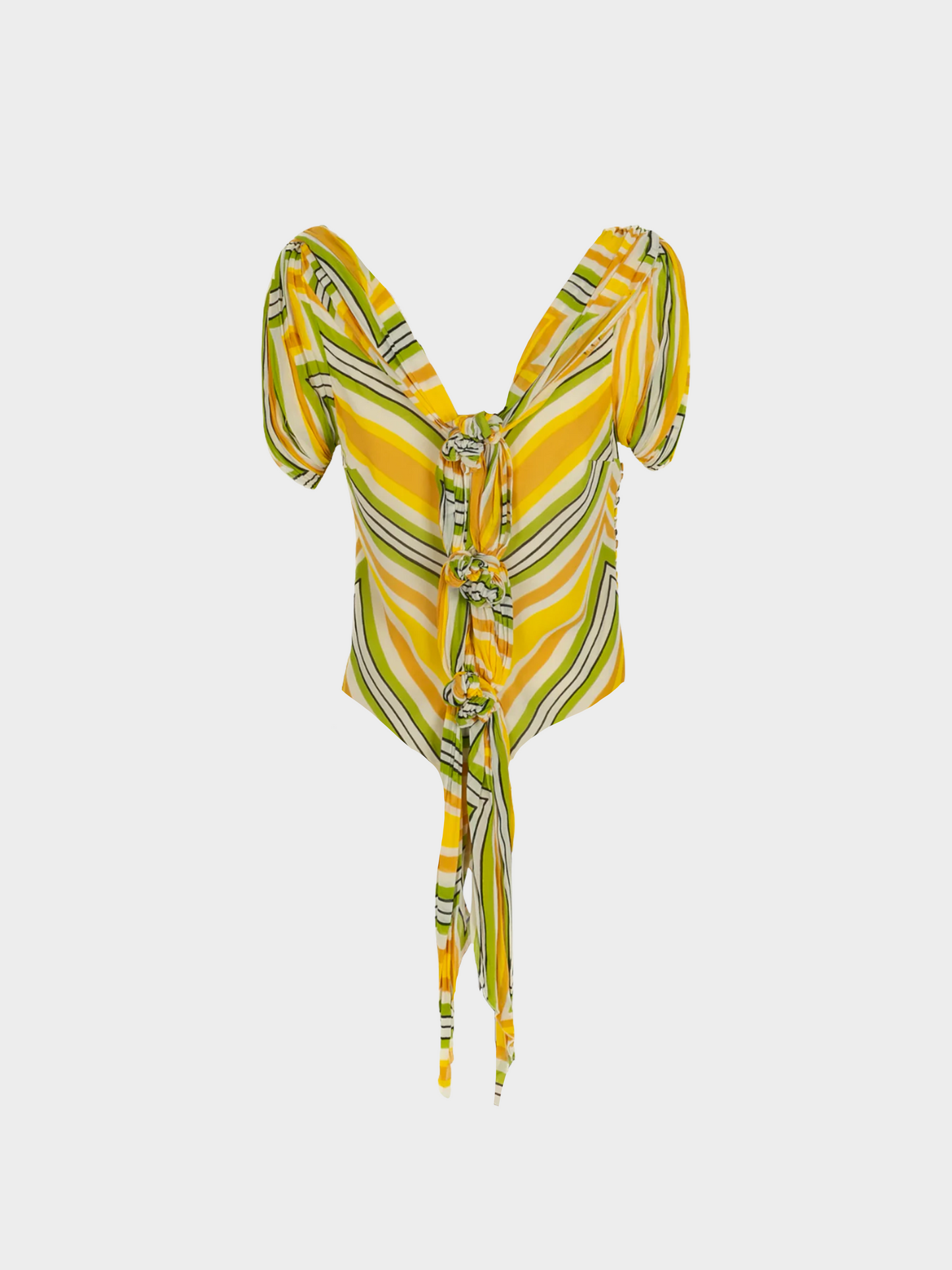 Christian Dior SS 2003 Yellow and Green Silk Muslin Top
