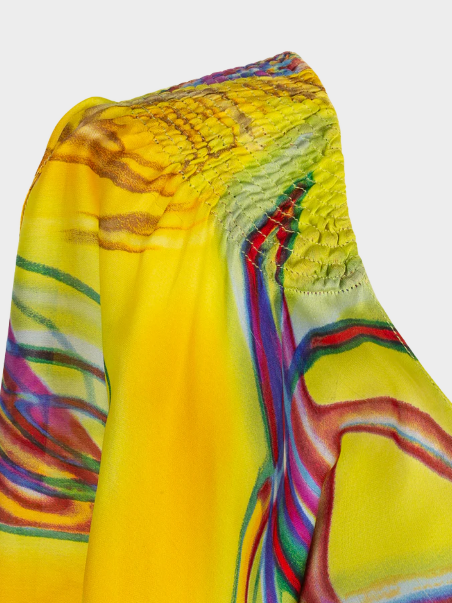 Christian Dior 2000s Yellow Silk Graphic Printed top