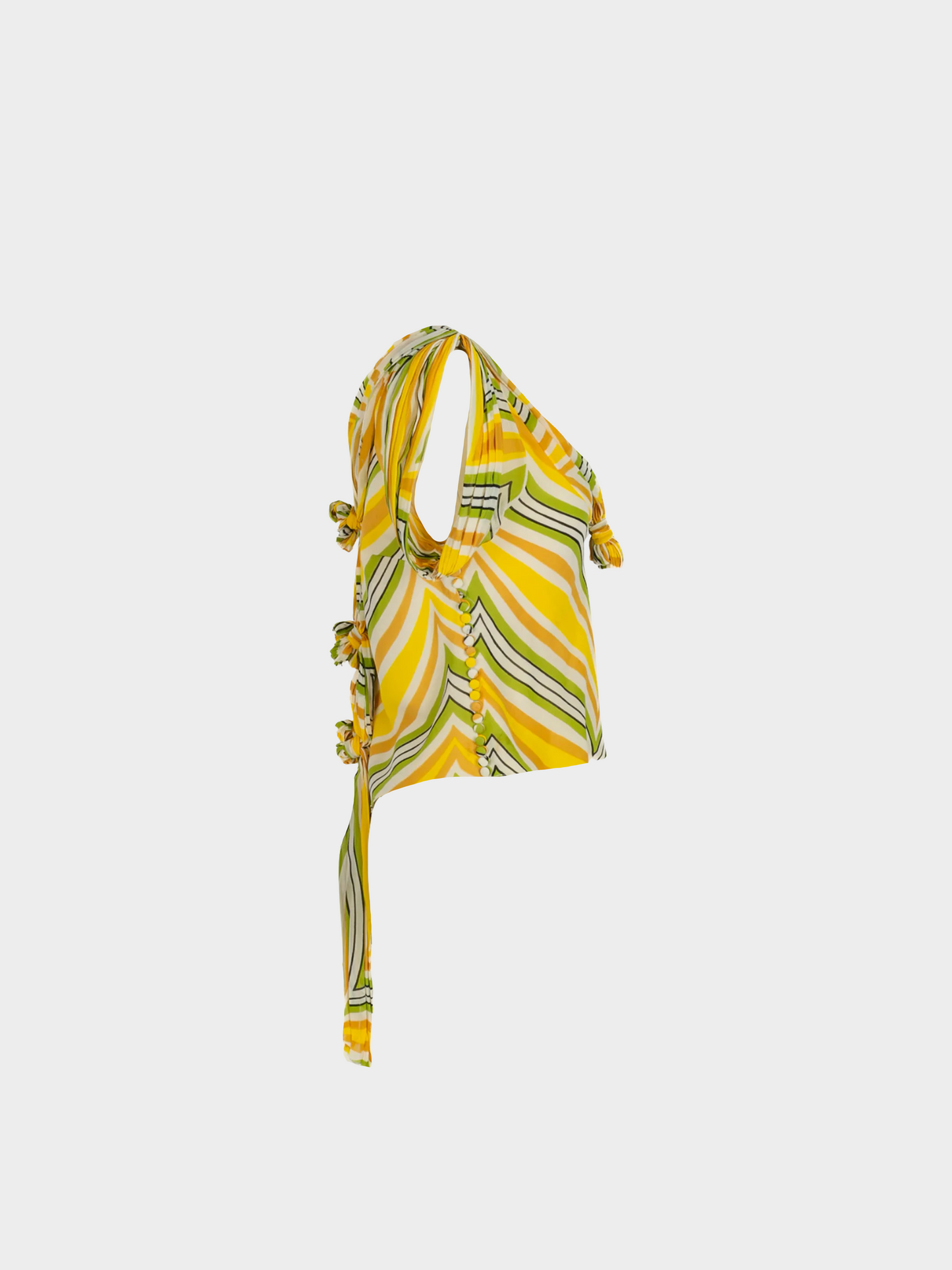 Christian Dior SS 2003 Yellow and Green Silk Muslin Top