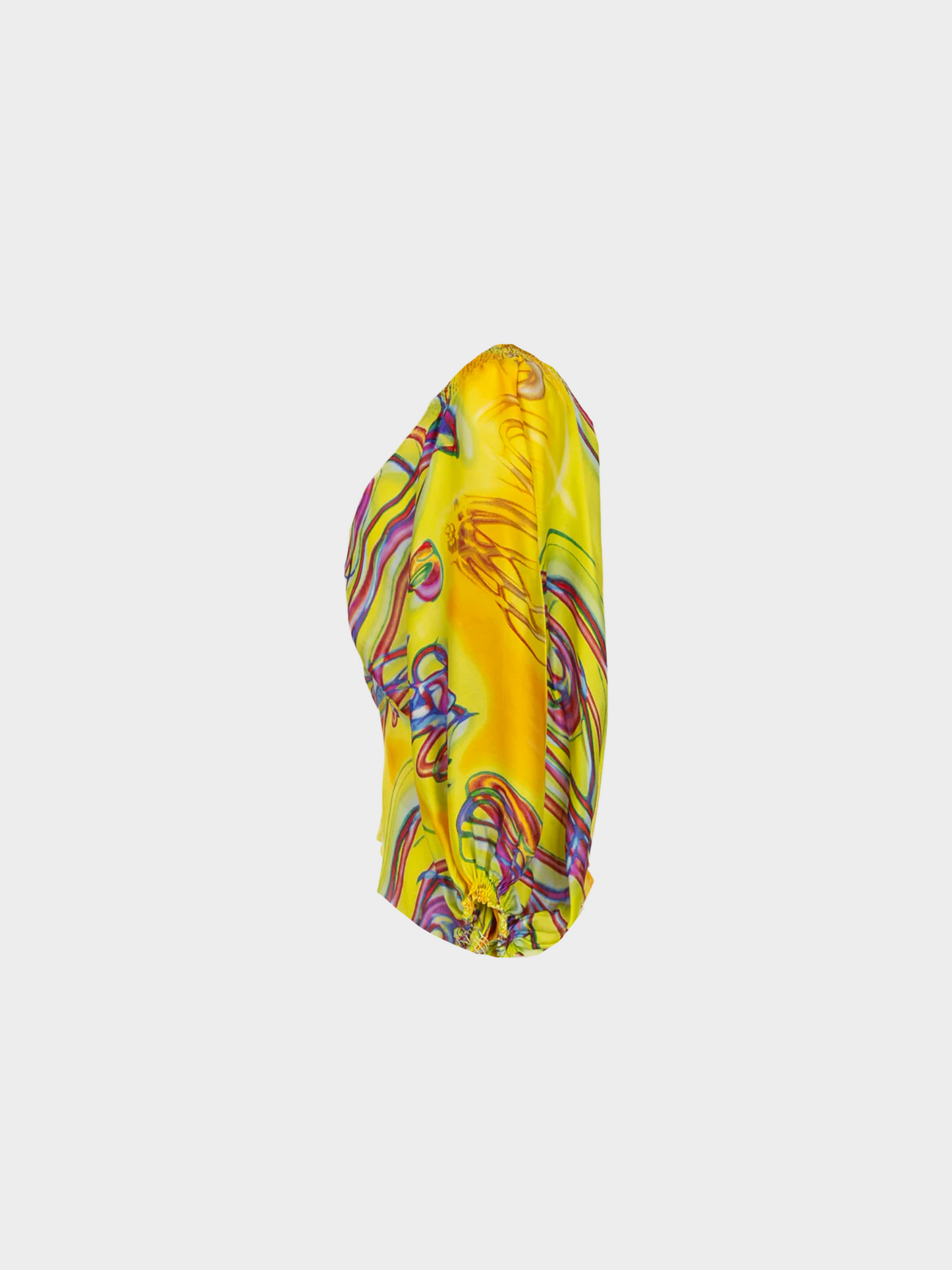 Christian Dior 2000s Yellow Silk Graphic Printed top