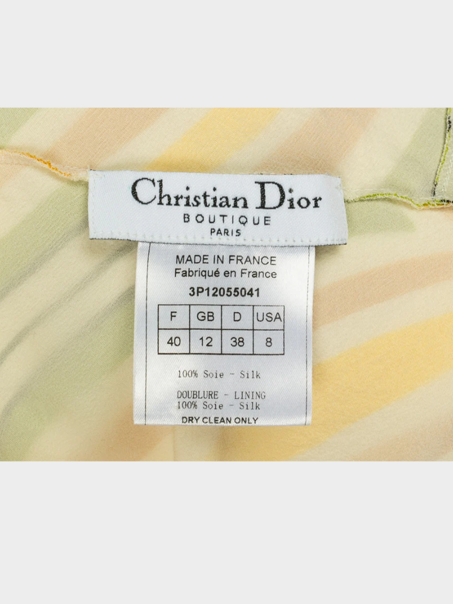 Christian Dior SS 2003 Yellow and Green Silk Muslin Top