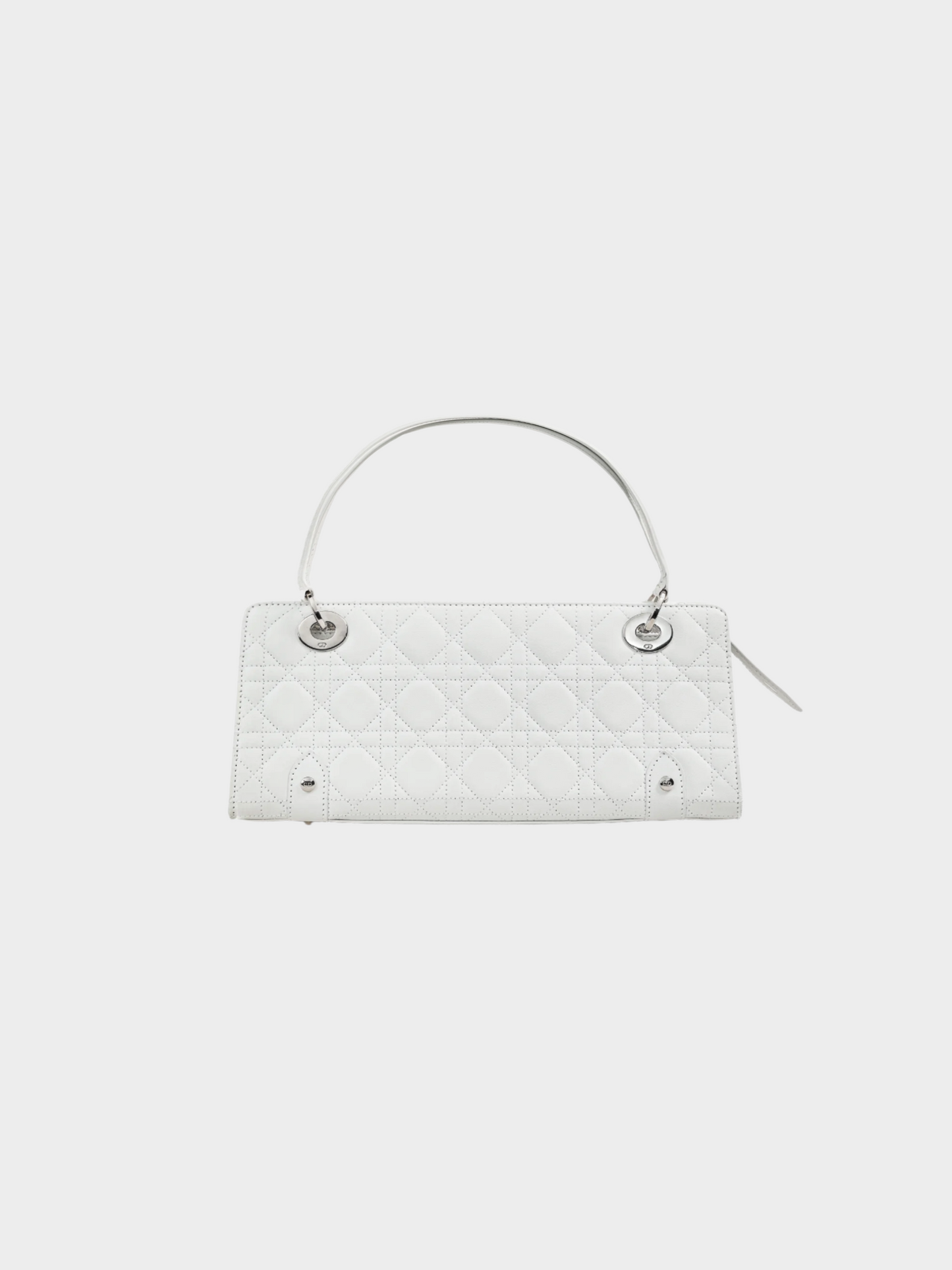 Christian Dior by John Galliano 2004 Lady Dior East-West White Leather Double Handle Bag