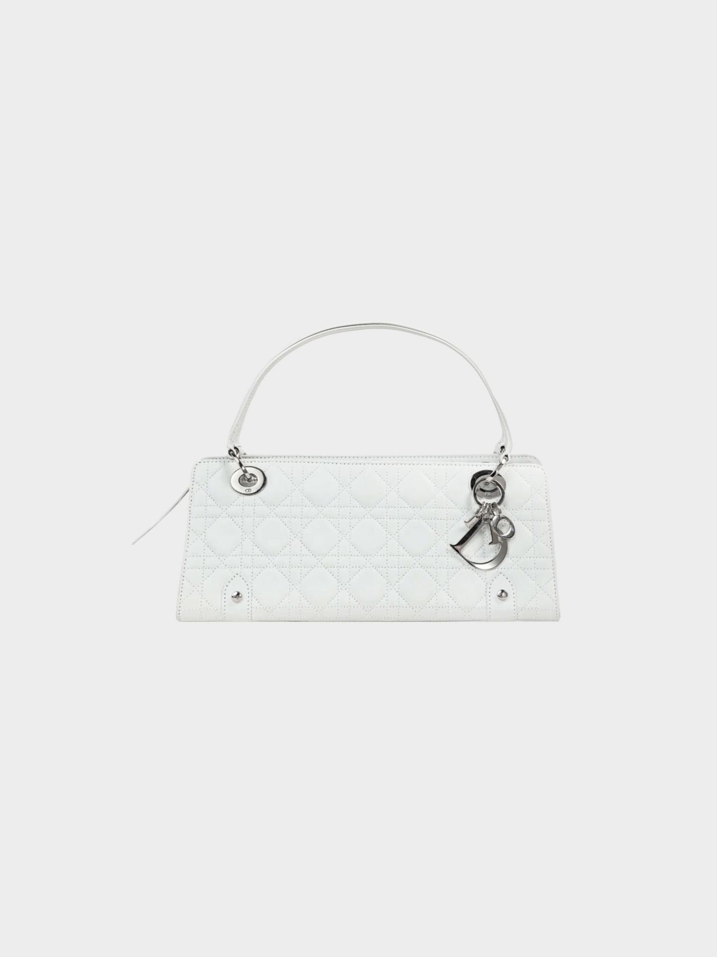 Christian Dior by John Galliano 2004 Lady Dior East-West White Leather Double Handle Bag