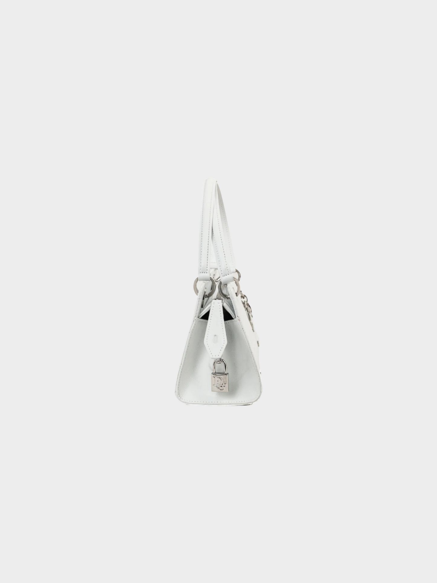 Christian Dior by John Galliano 2004 Lady Dior East-West White Leather Double Handle Bag