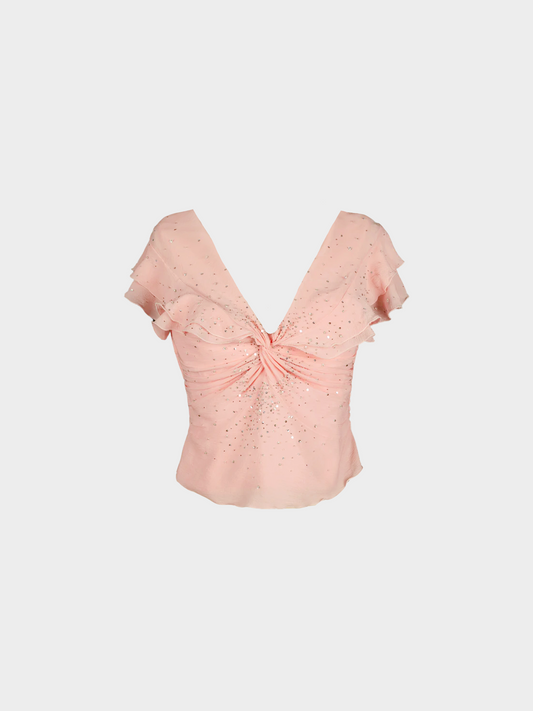 Christian Dior by John Galliano FW 2003 Pink Silk Bustier Top