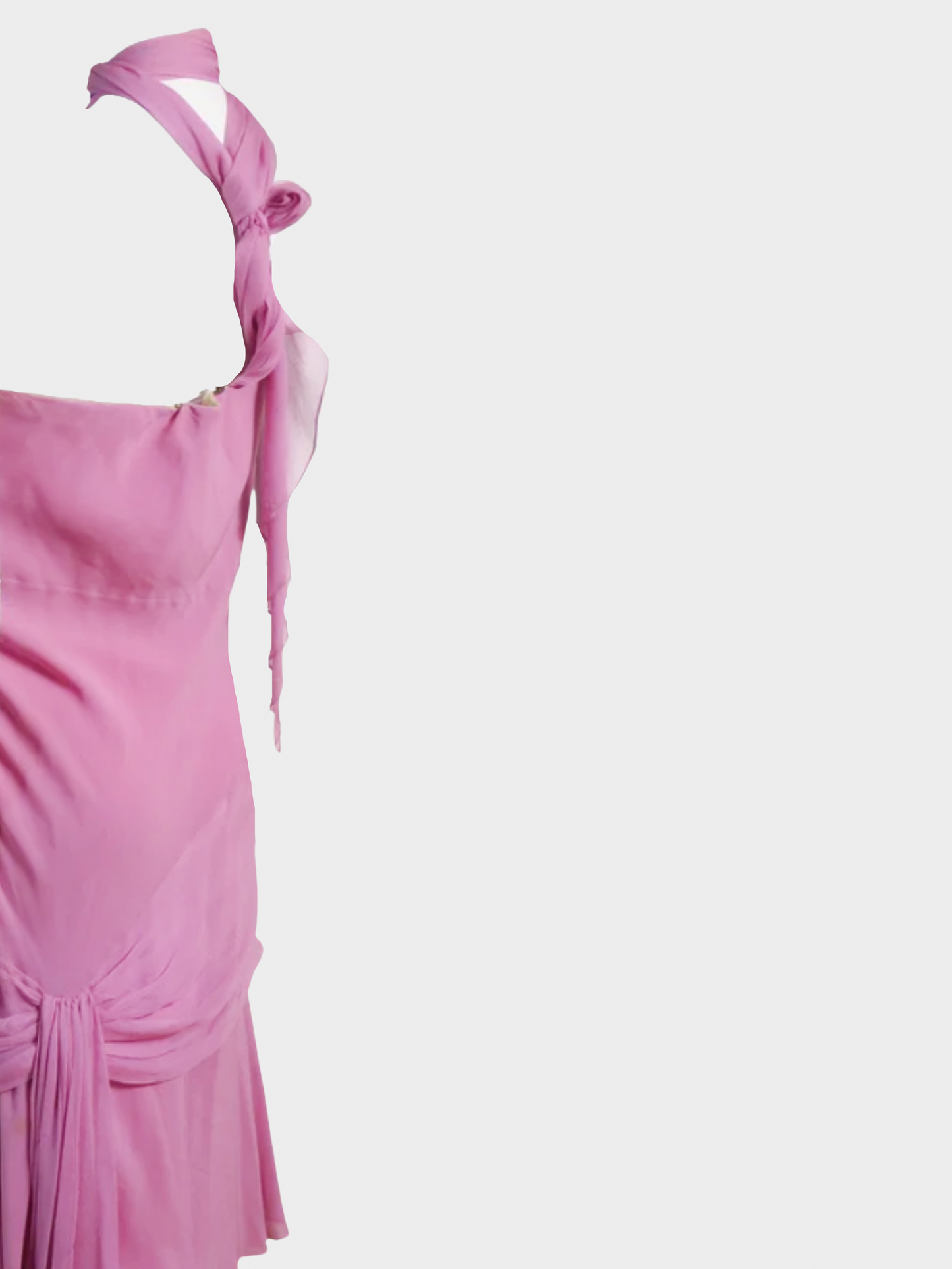 Christian Dior FW 2005 Pink Strapless Chiffon Silk Midi Dress