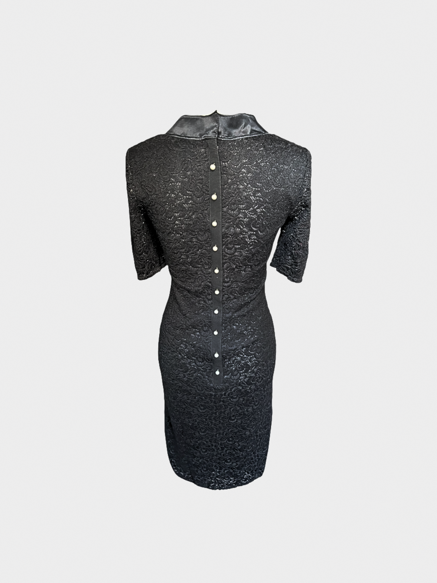 Dolce and Gabbana 2000s Black Lace Midi Pearl Dress