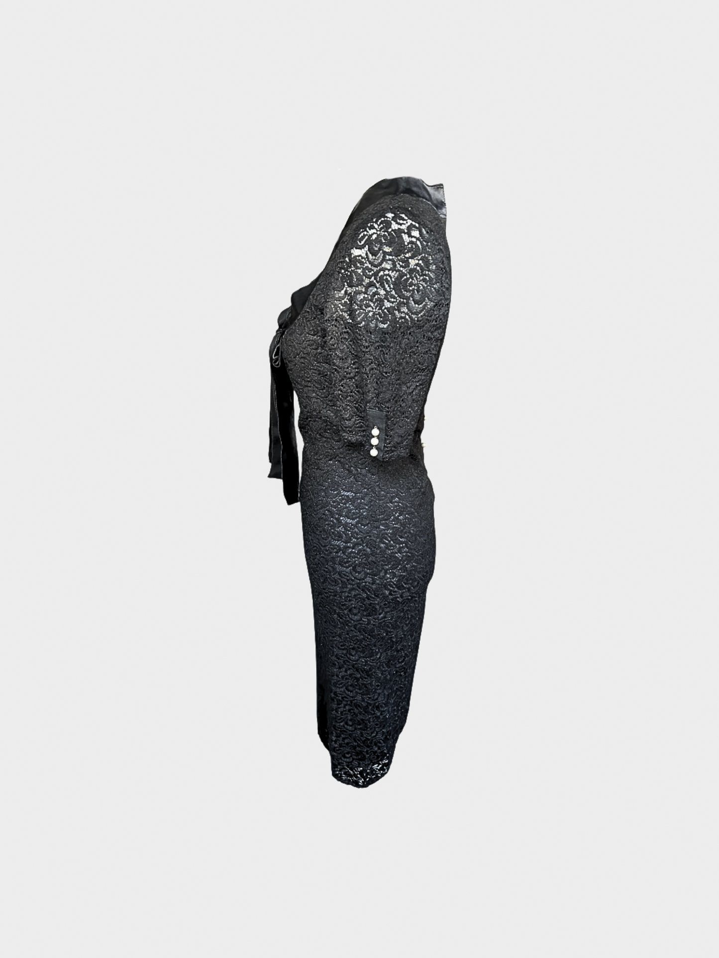 Dolce and Gabbana 2000s Black Lace Midi Pearl Dress
