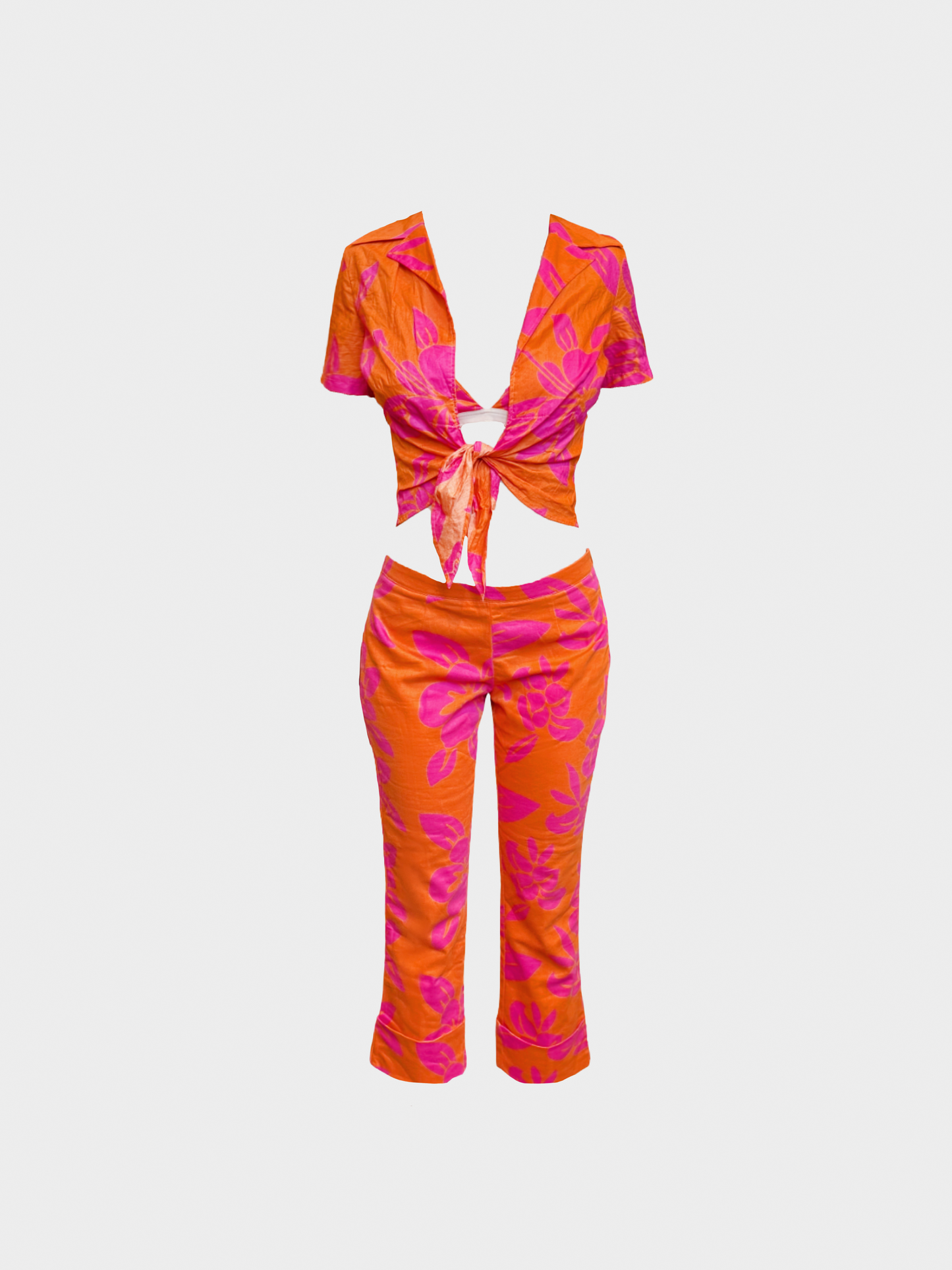 Dolce and Gabbana 2000s Orange and Pink Tropical Three Piece Set