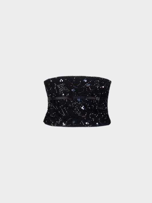 Dolce and Gabbana SS 1999 Black Crystal Embellished Multiway Belt
