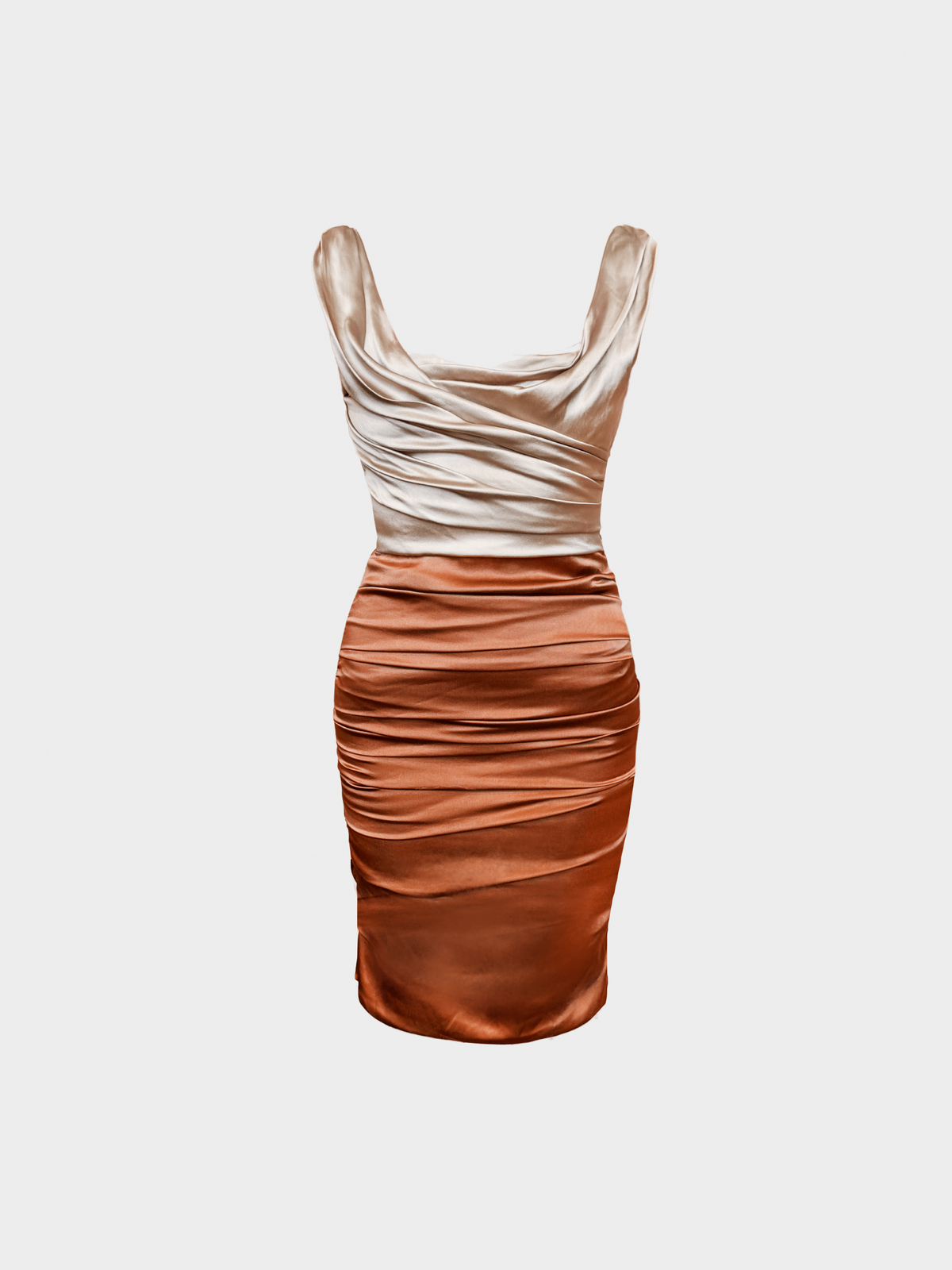Dolce and Gabbana 2000s Two-toned Copper Midi Satin Dress