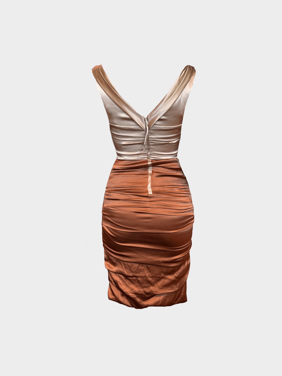 Dolce and Gabbana 2000s Two-toned Copper Midi Satin Dress
