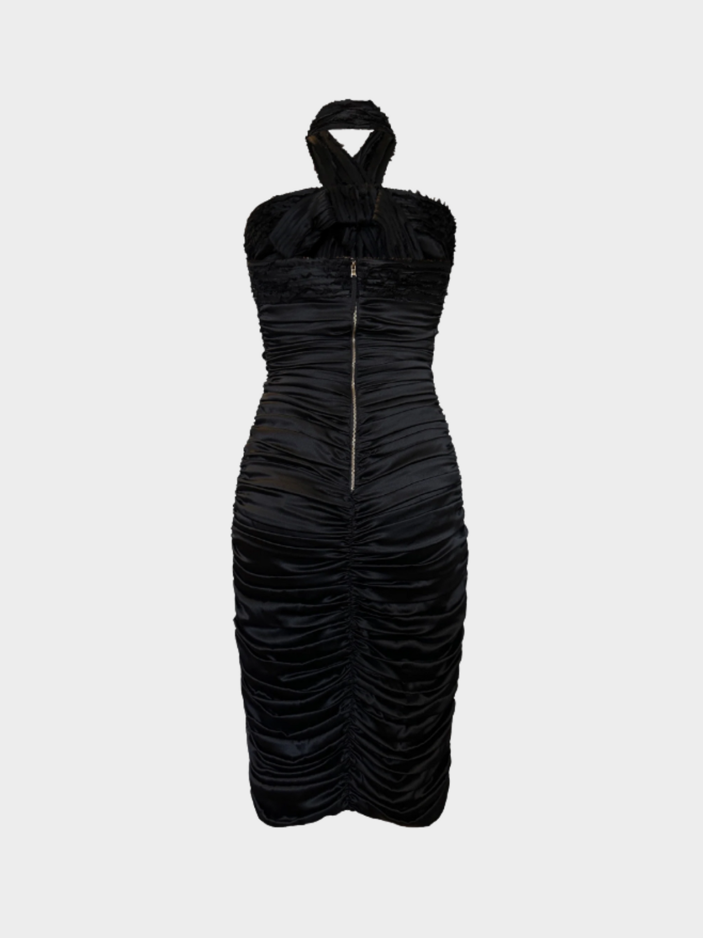 Dolce Gabbana 2000s Black Sheath Ruched Midi Dress