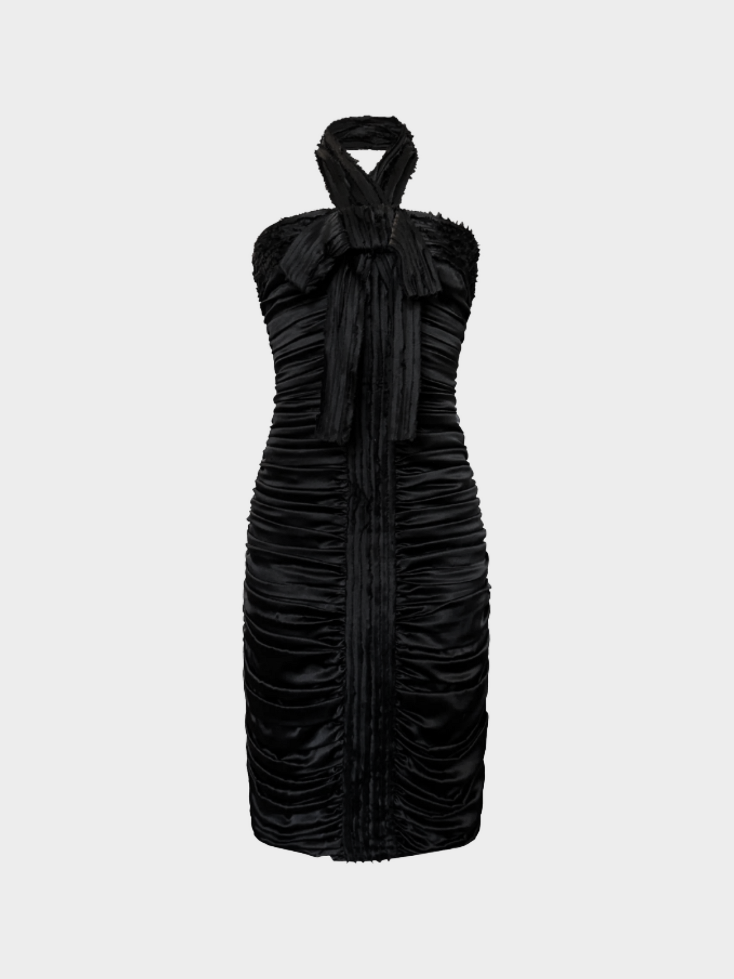 Dolce Gabbana 2000s Black Sheath Ruched Midi Dress