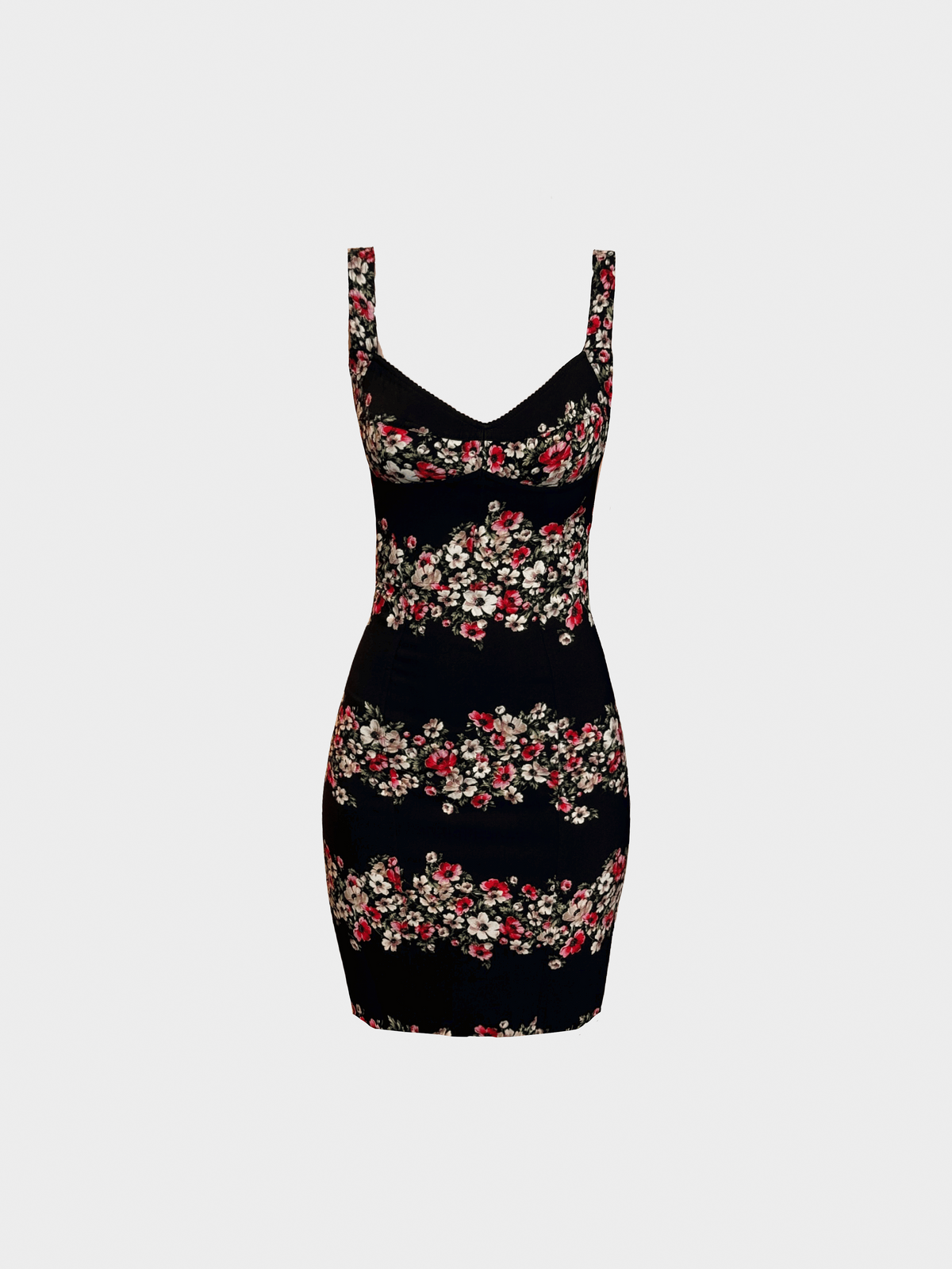 Dolce and Gabbana 2000s Black Floral Bodycon Dress