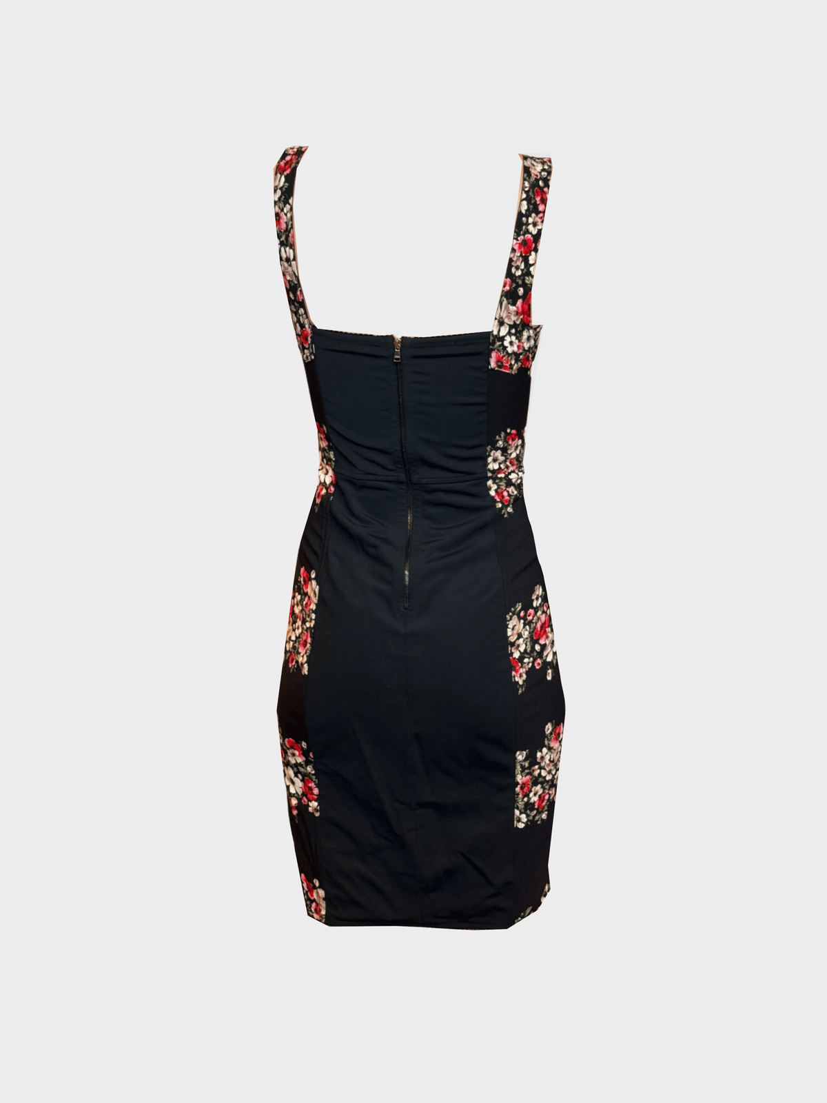 Dolce and Gabbana 2000s Black Floral Bodycon Dress