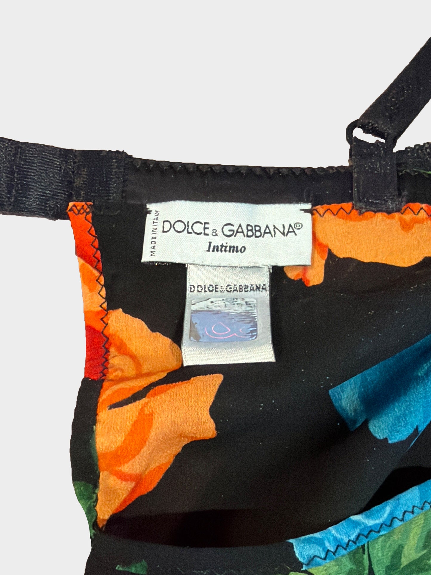 Dolce and Gabbana 2000s Red and Blue Rose Print Silk Tank Top