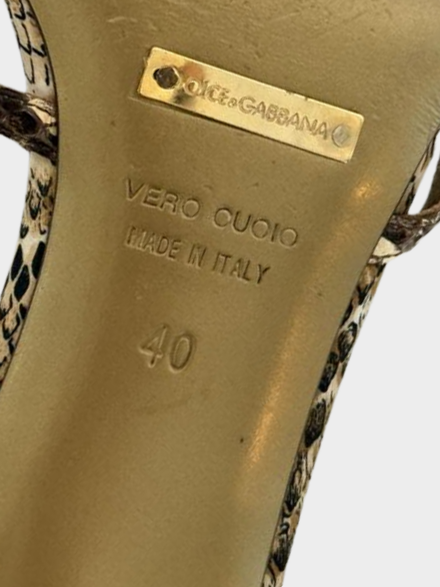 Dolce and Gabbana 2000s Heart-Accented Snakeskin Print Sandals