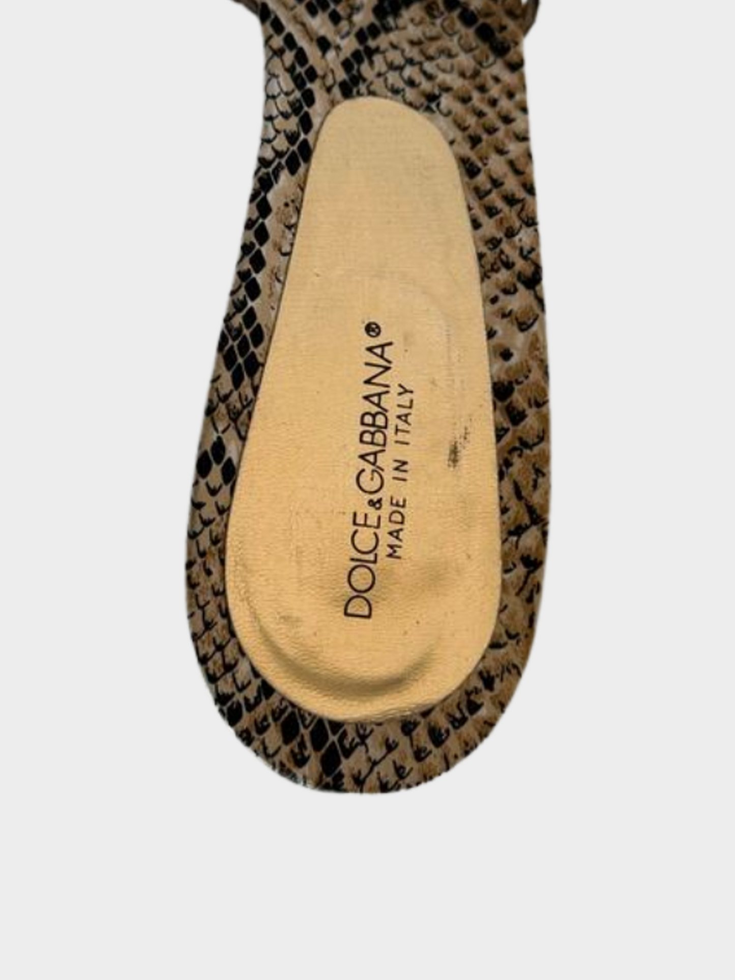 Dolce and Gabbana 2000s Heart-Accented Snakeskin Print Sandals