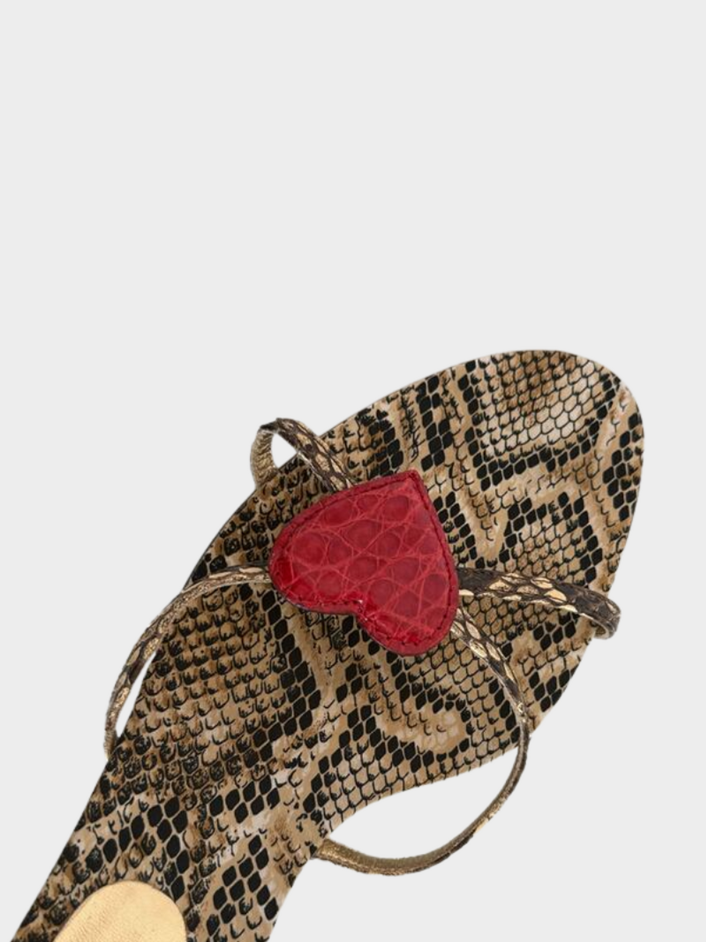Dolce and Gabbana 2000s Heart-Accented Snakeskin Print Sandals