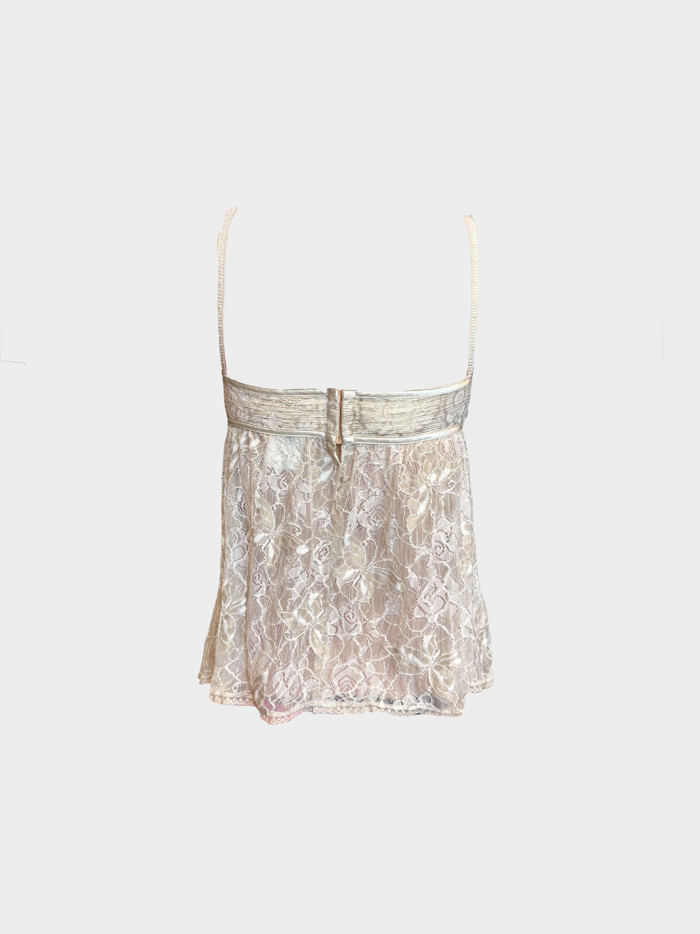 Dolce and Gabbana 2000s Ivory Lace Metallic Bustier Top