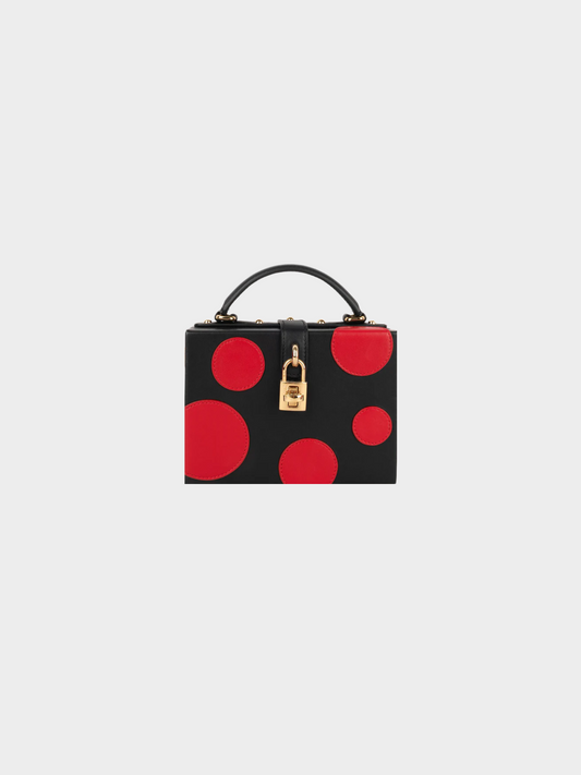 Dolce and Gabbana 2010s Black Leather With Red Polka Dot Briefcase Bag