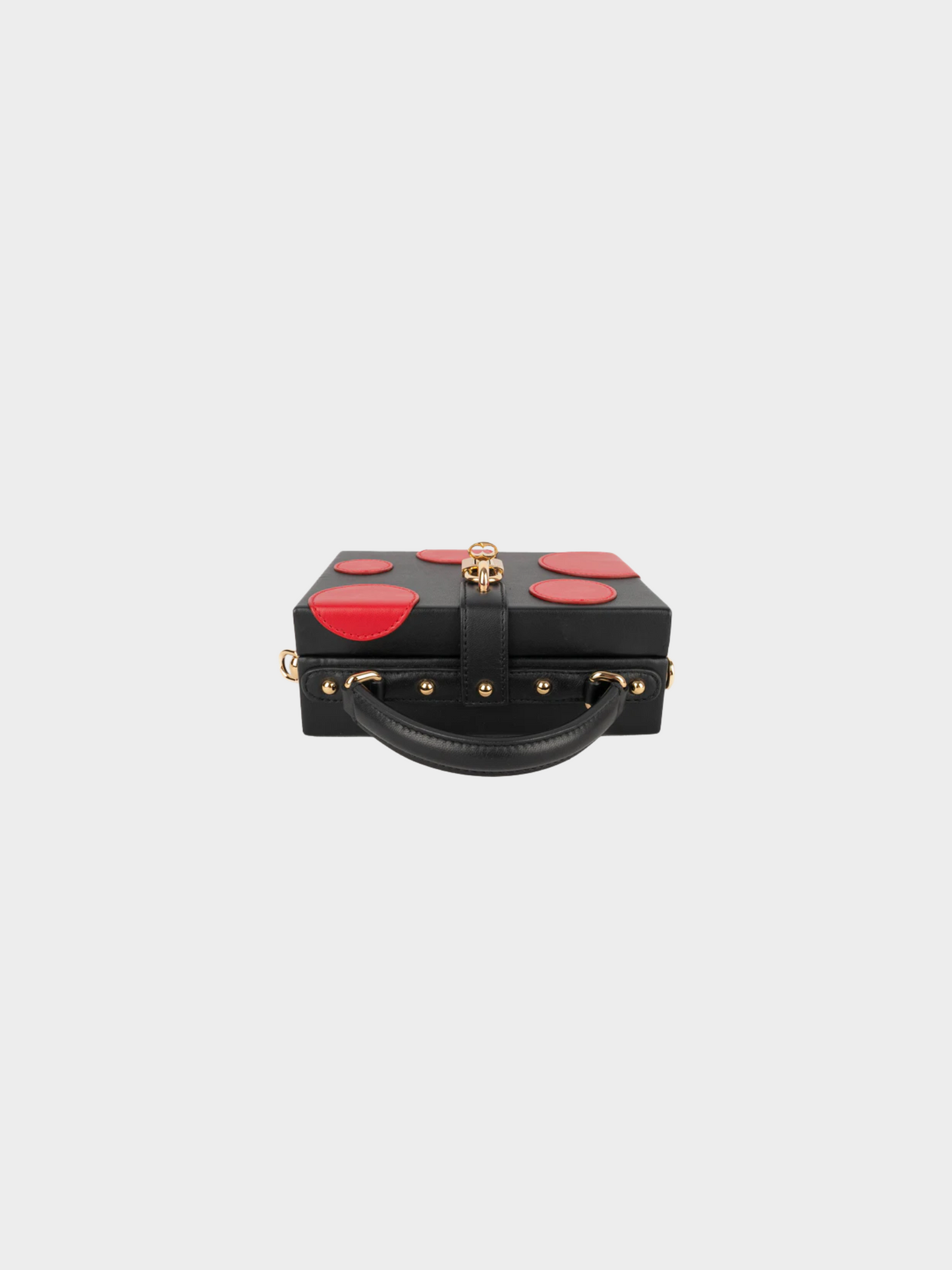 Dolce and Gabbana 2010s Black Leather With Red Polka Dot Briefcase Bag