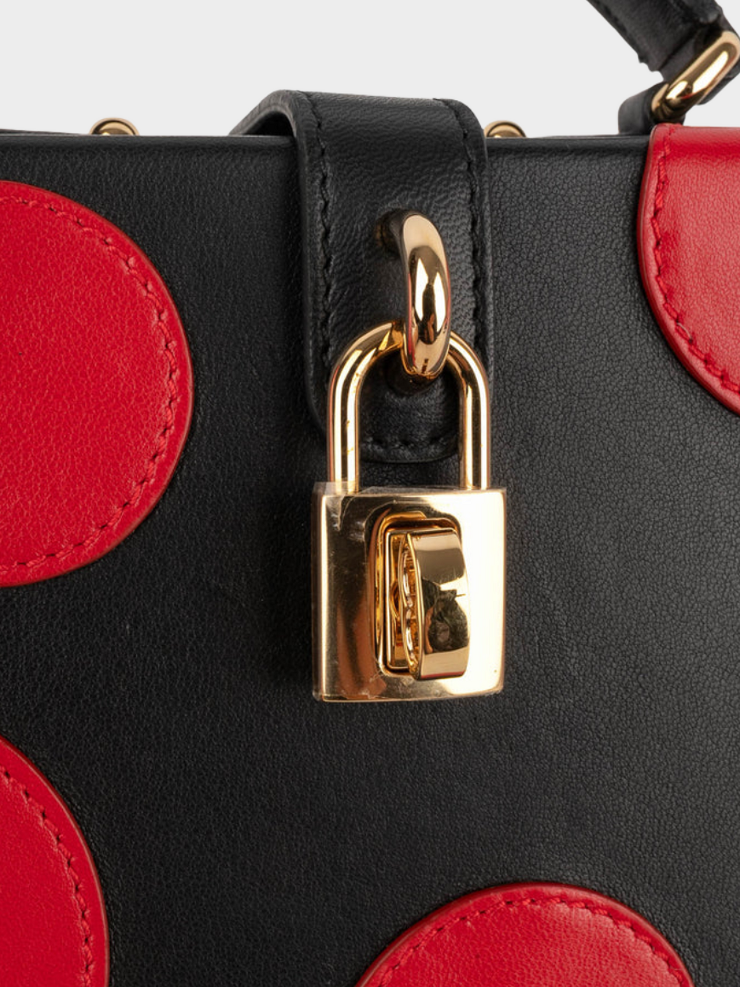 Dolce and Gabbana 2010s Black Leather With Red Polka Dot Briefcase Bag