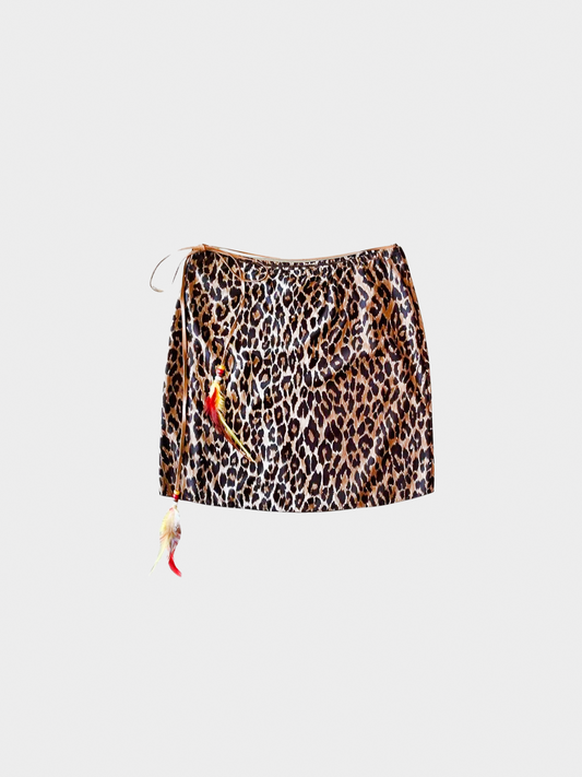 Dolce and Gabbana SS 2001 Cheetah Printed Wrap Up Mini Skirt