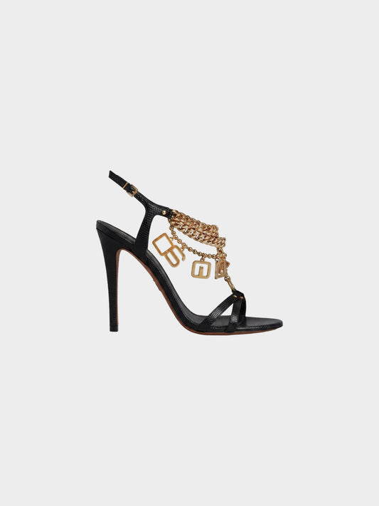 Dsquared2 2000s Black Leather Chain Link Charm Heels