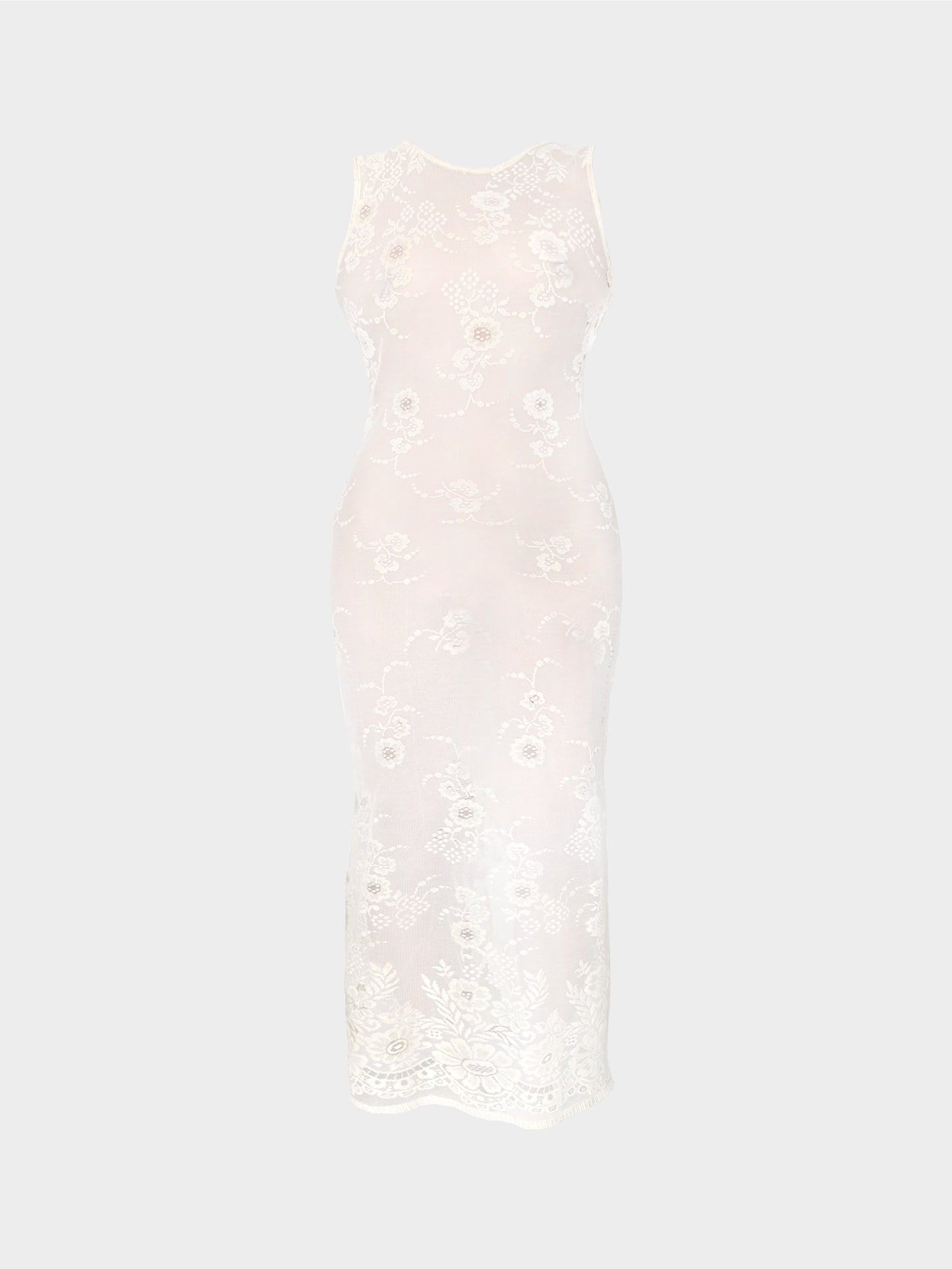 Dolce and Gabbana D&G 2000s Sheer Floral Bodycon Long Dress