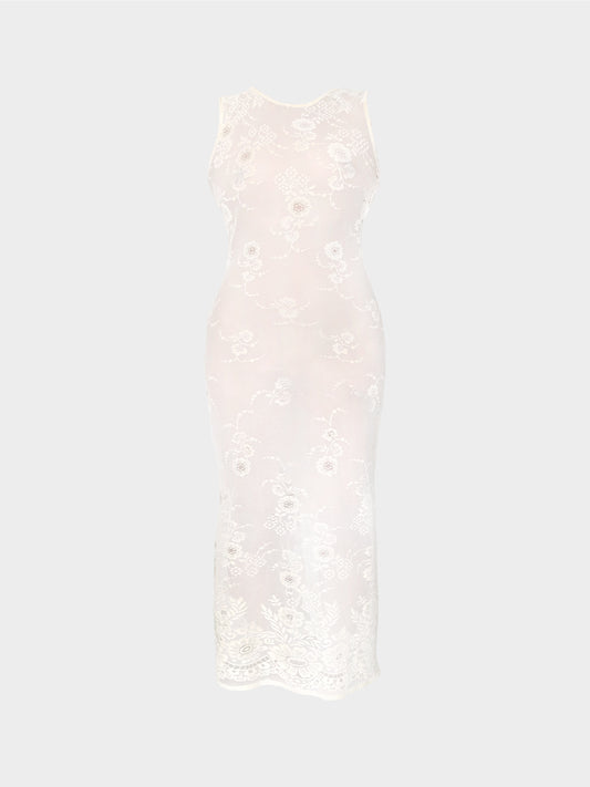 Dolce and Gabbana D&G 2000s Sheer Floral Bodycon Long Dress