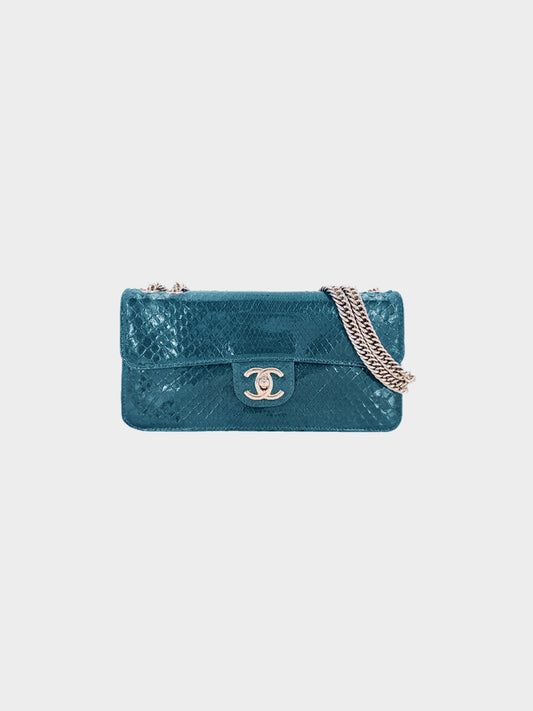 Chanel 2008-2009 Rare Turquoise Python Flap Bag