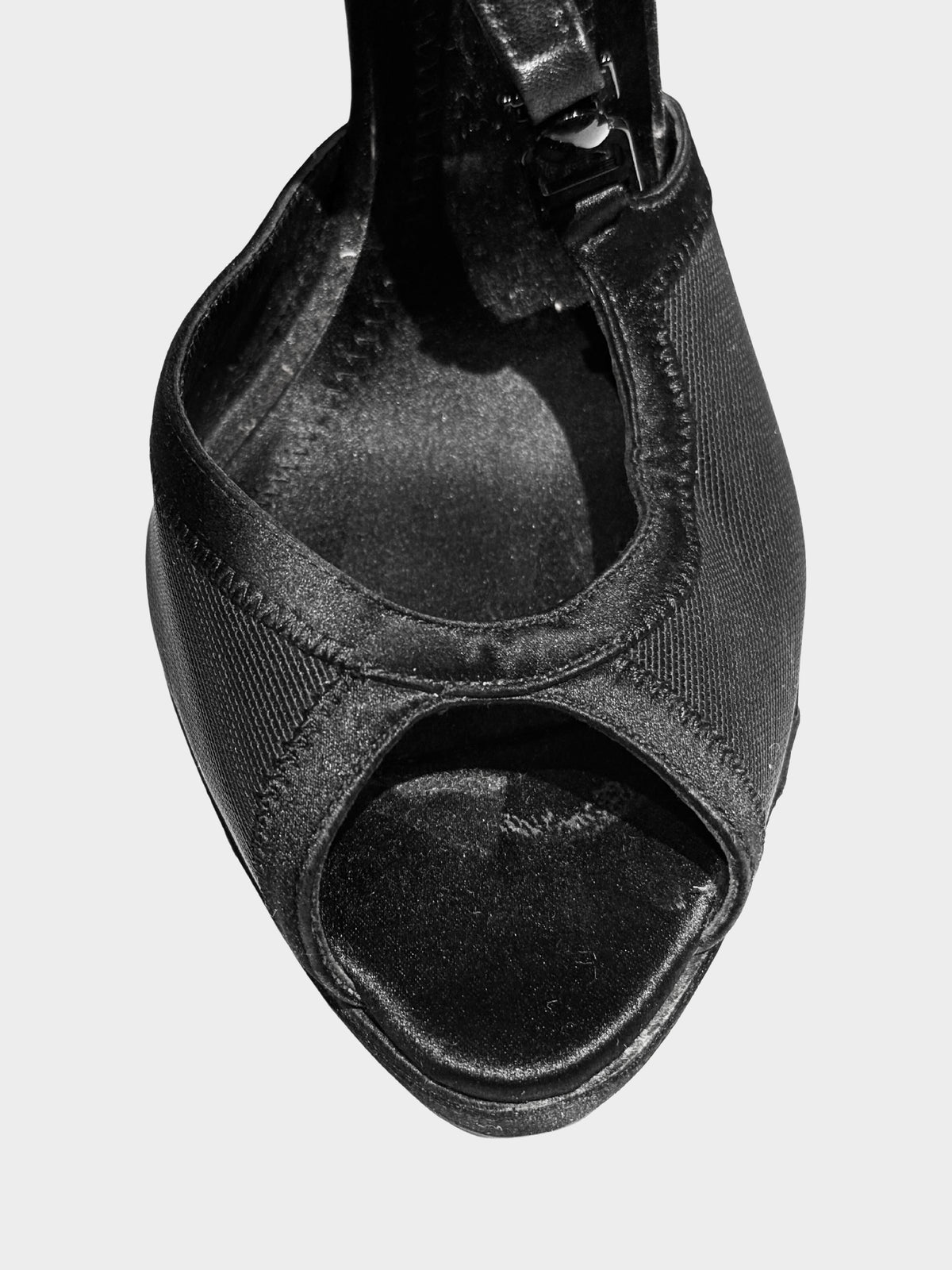 Christian Dior by John Galliano FW 2009 Couture Runway Black Satin and Mesh Bra Strap Heels