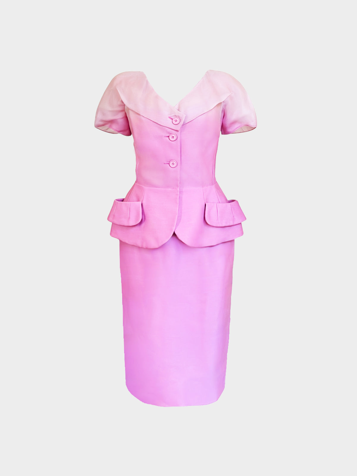 Christian Dior SS 2009 Gradient Pink Peplum Jacket and Skirt Set