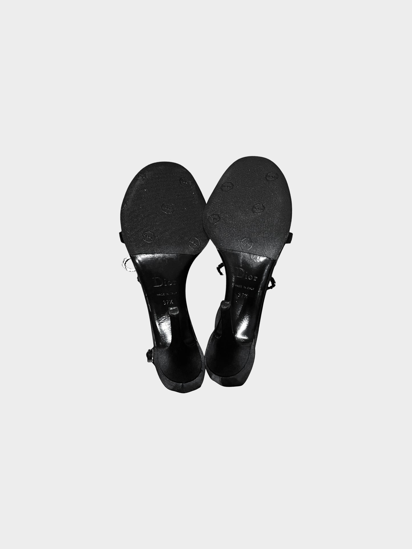 Christian Dior 2000s Black Leather Butterfly Motif Heels