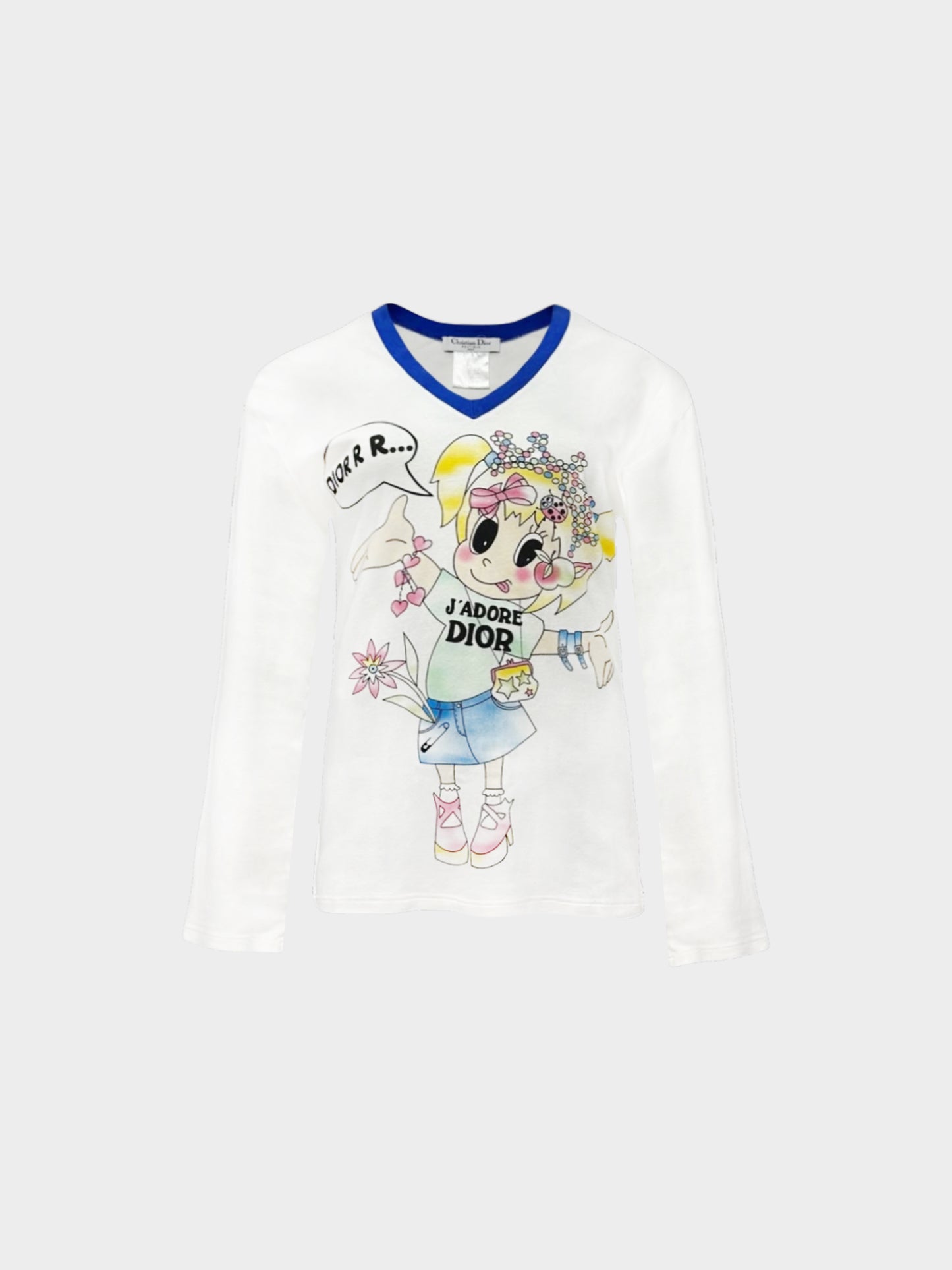 Christian Dior 2005 J' Adore Dior Cartoon Graphic Long Sleeve Top