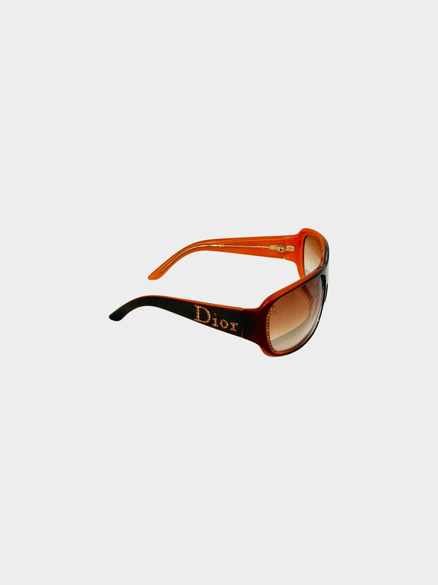 Christian Dior 2000s Orange Dior Strass 2 Oversized Sunglasses