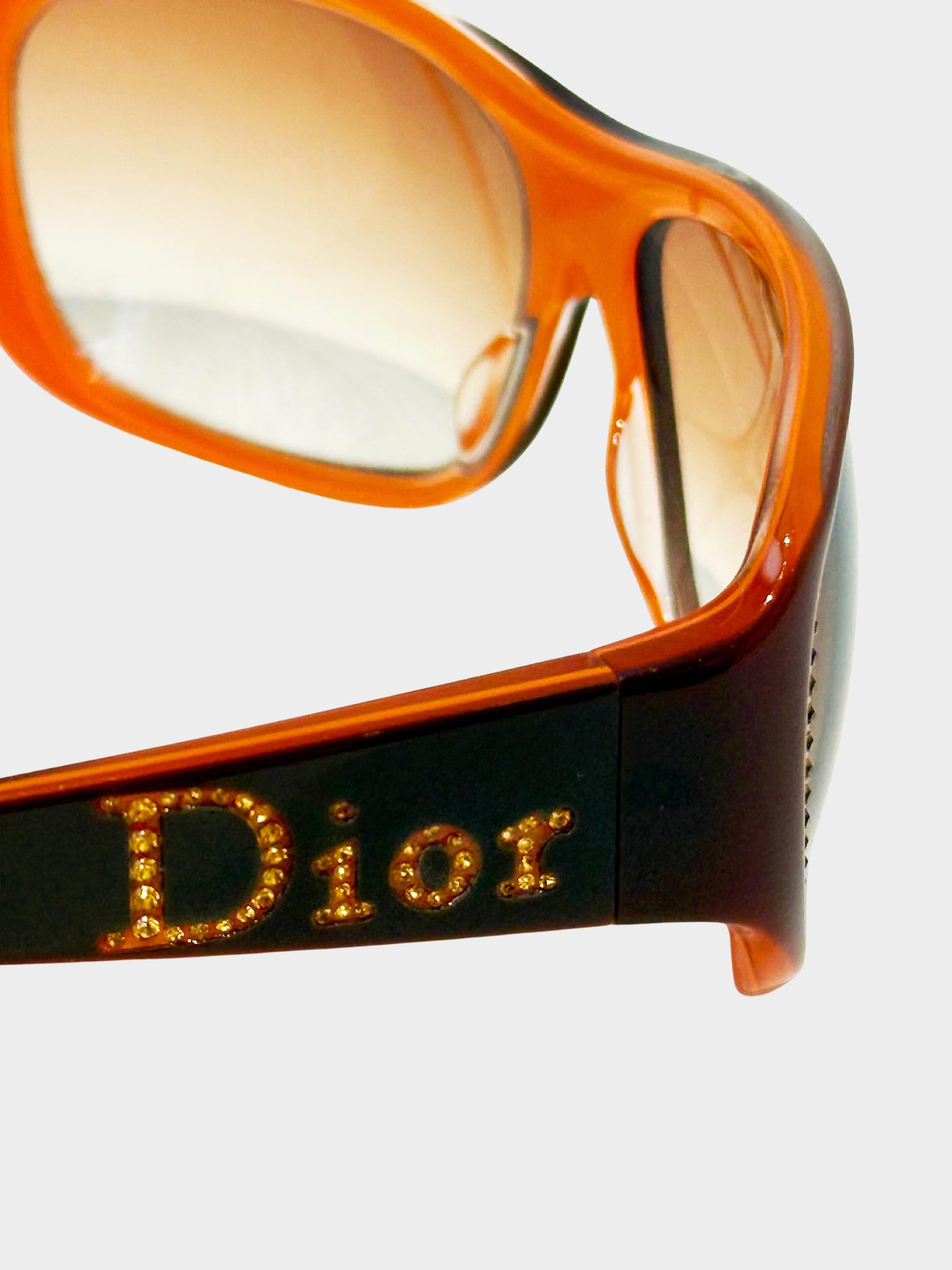 Christian Dior 2000s Orange Dior Strass 2 Oversized Sunglasses