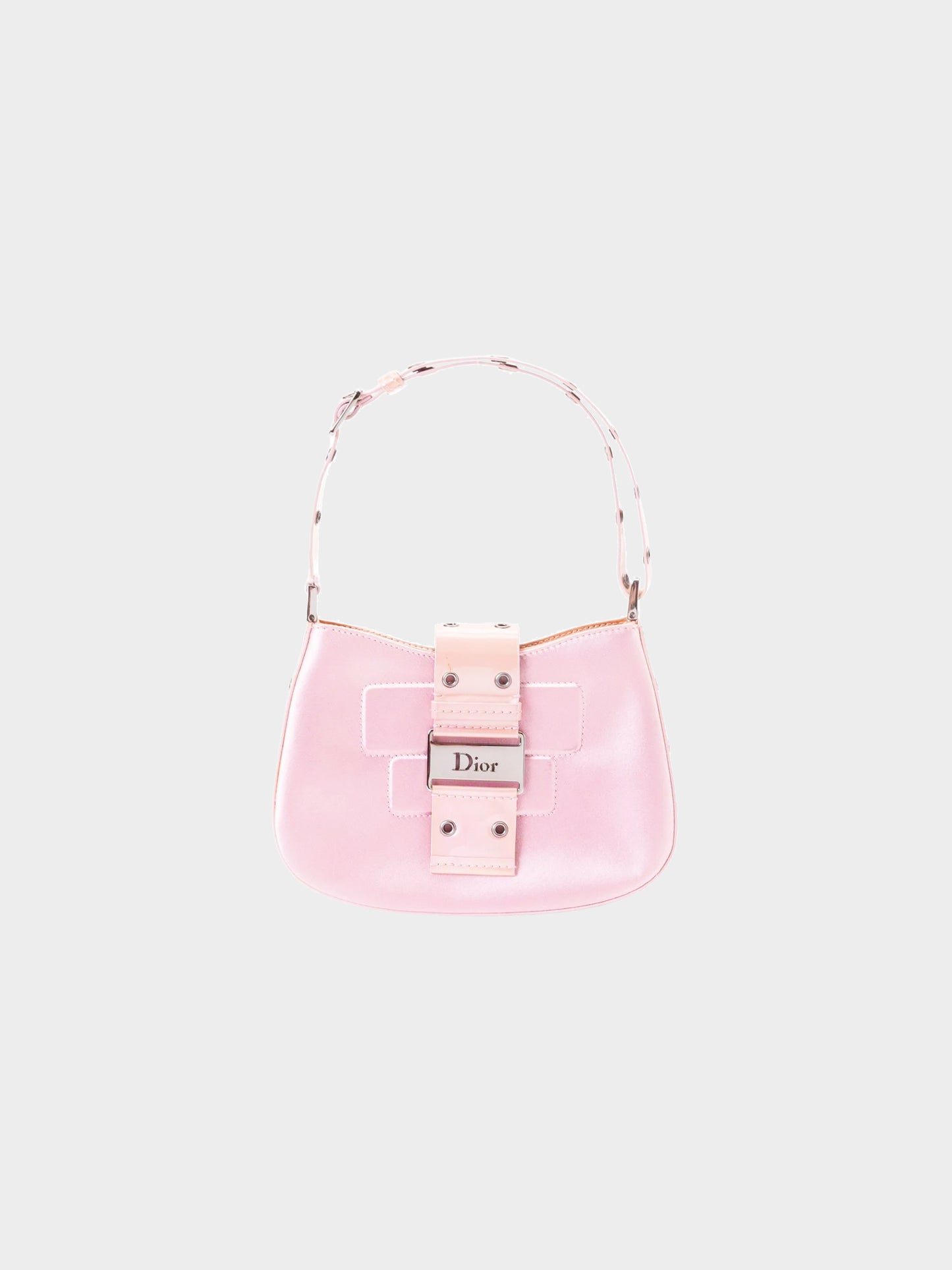 Christian Dior by John Galliano 2002 Pink Satin and Patent Leather Columbus Street Chic Shoulder Bag